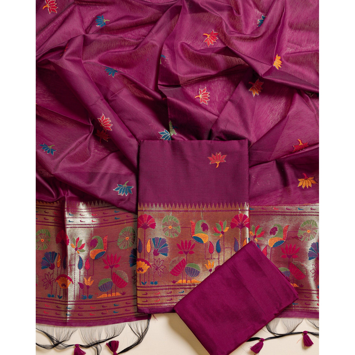 MUGA SILK PAITHANI SUIT SET