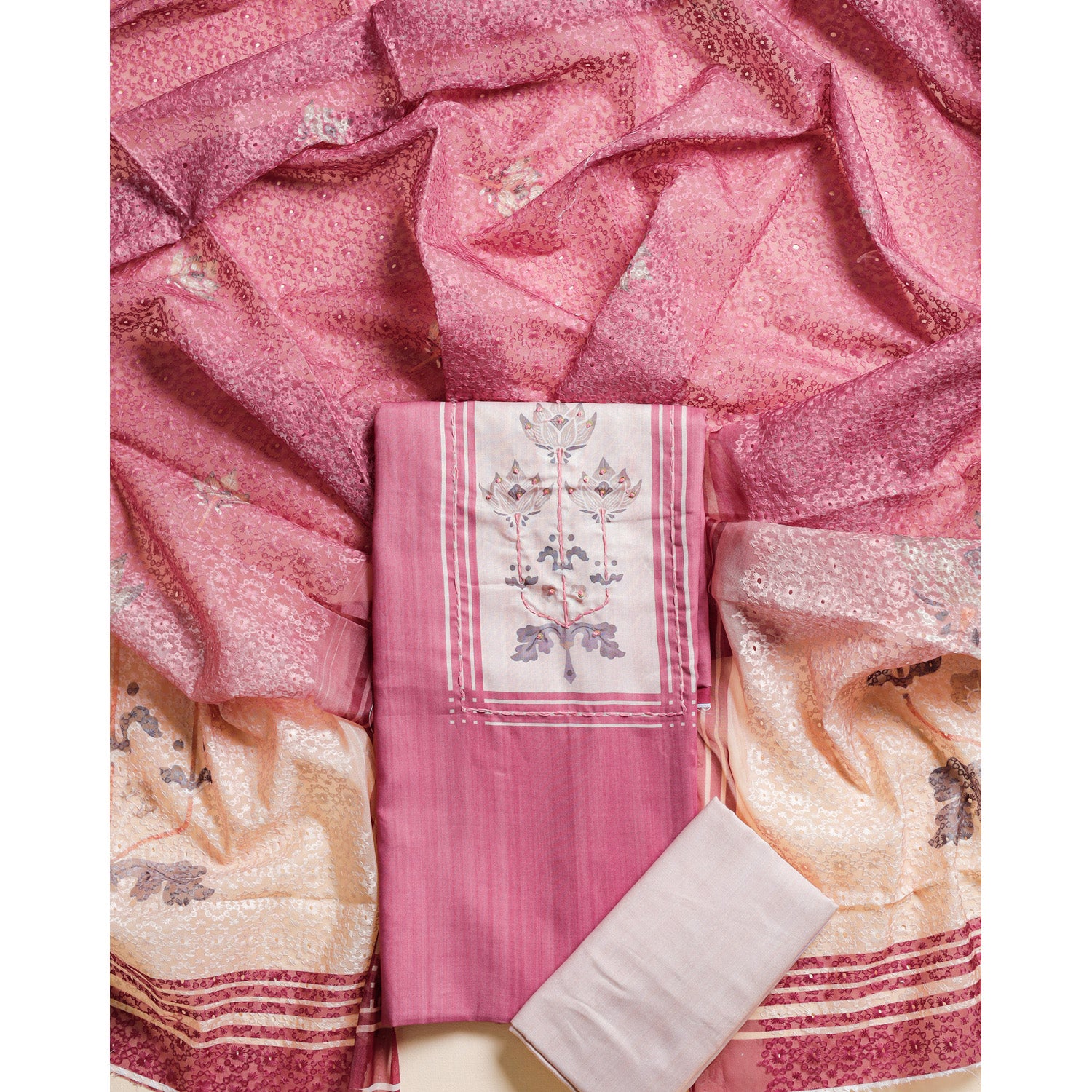 CHANDERI SILK PRINTED 2 PIECE SET