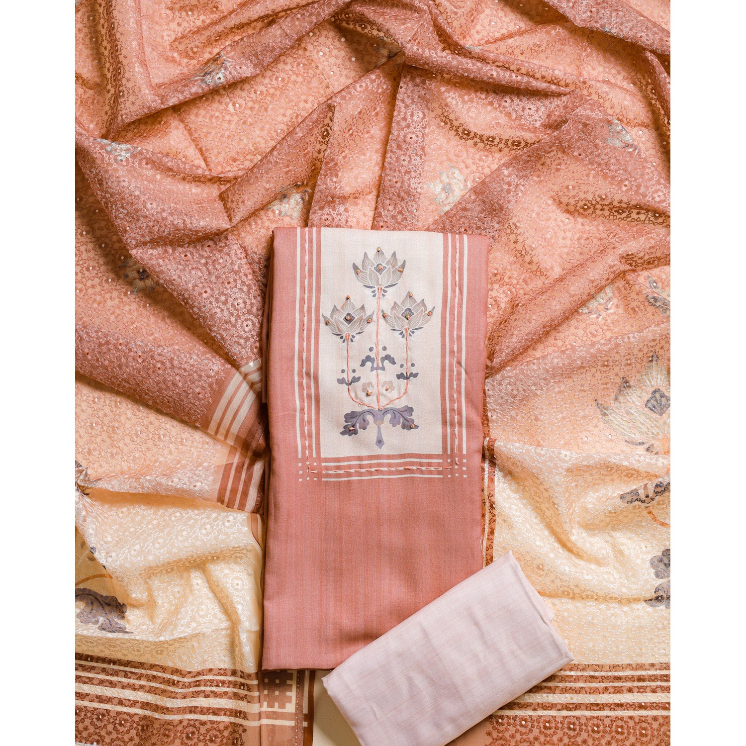 CHANDERI SILK PRINTED 2 PIECE SET