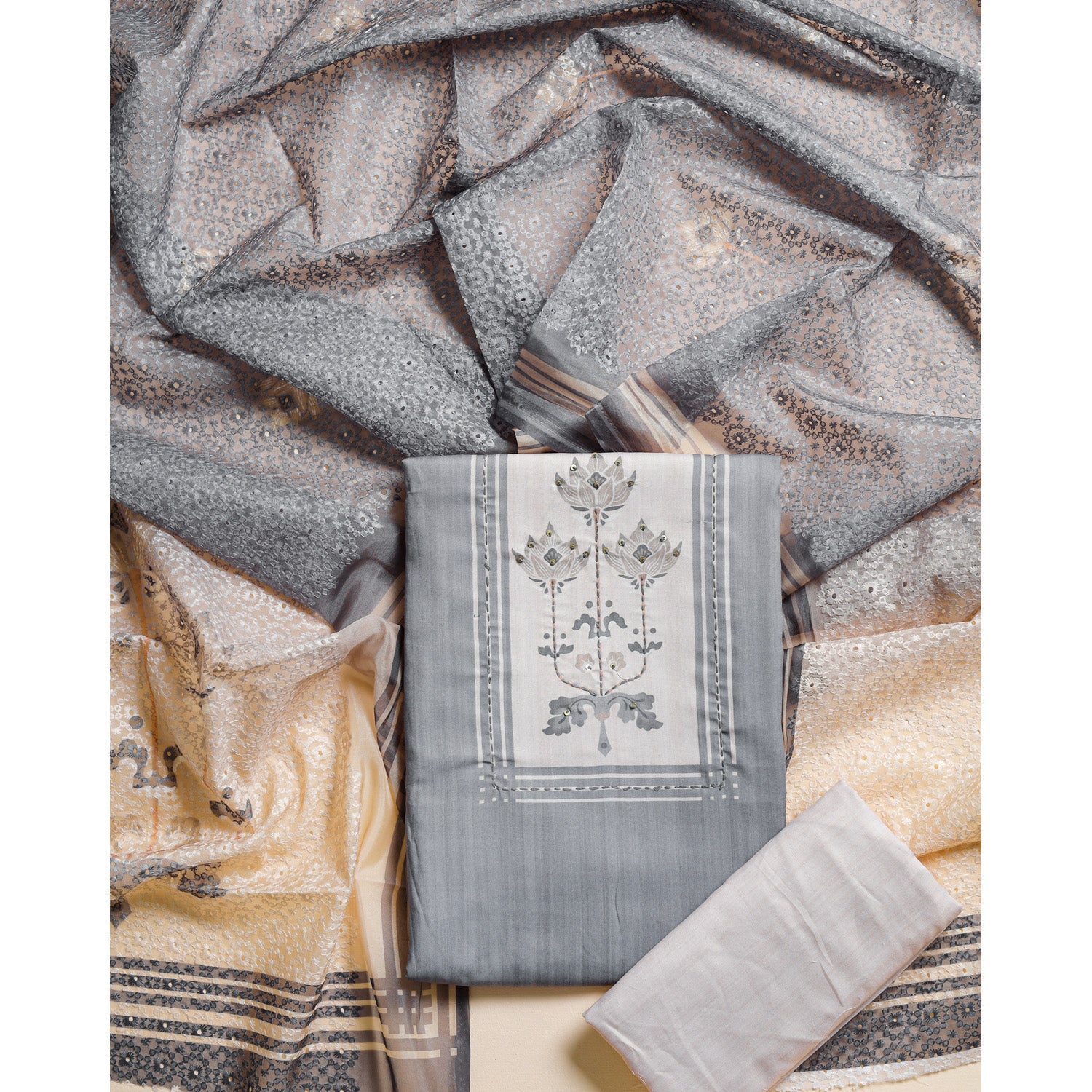 CHANDERI SILK PRINTED 2 PIECE SET