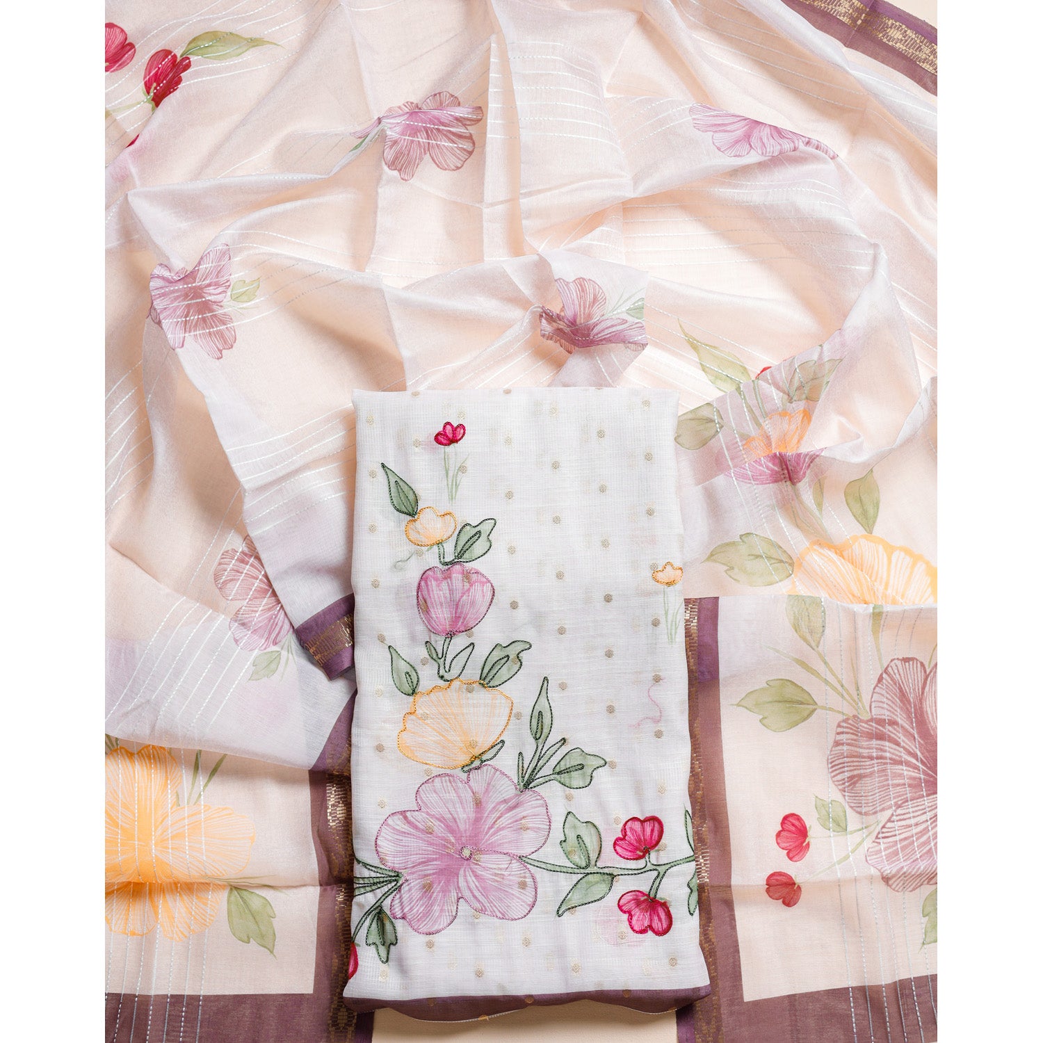 CHANDERI SILK EMBROIDERED 2 PIECE SET