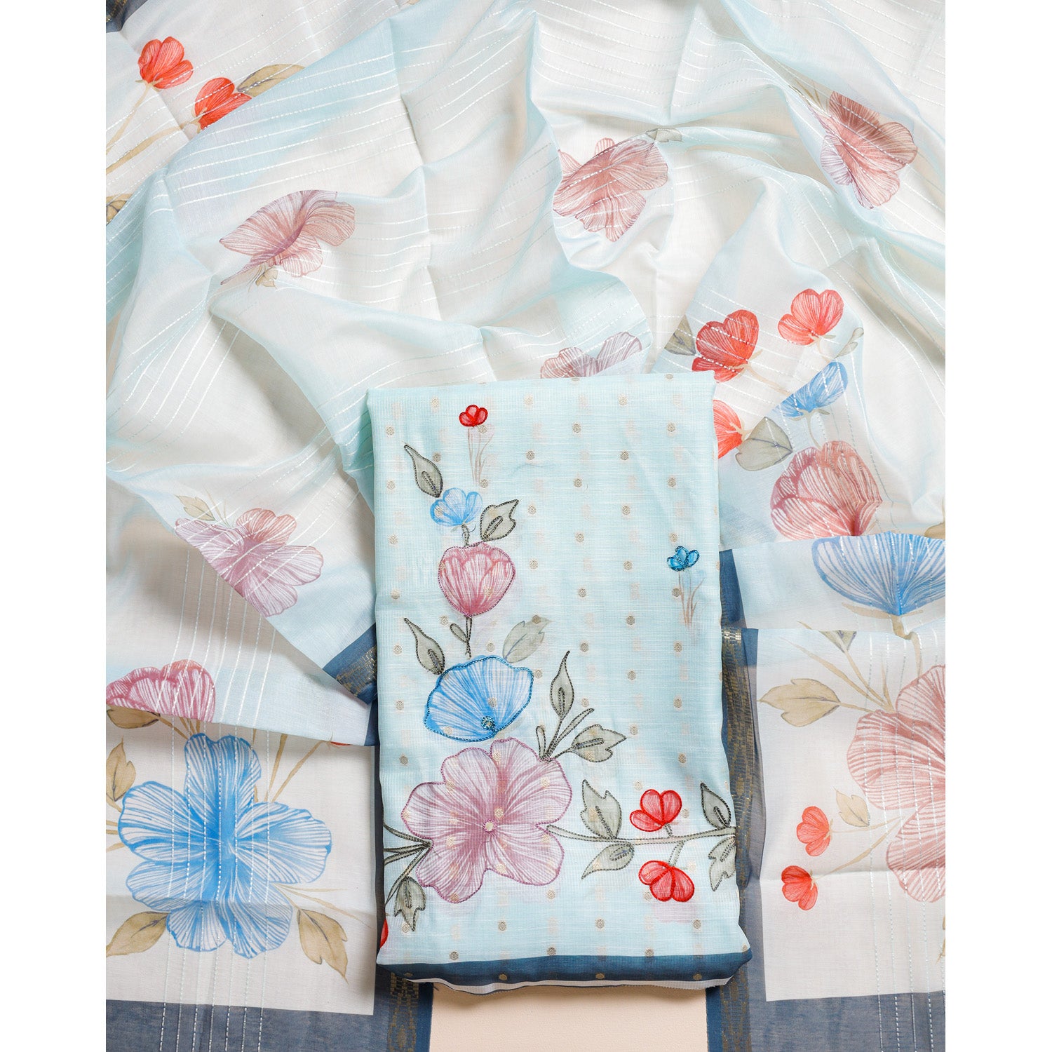 CHANDERI SILK EMBROIDERED 2 PIECE SET