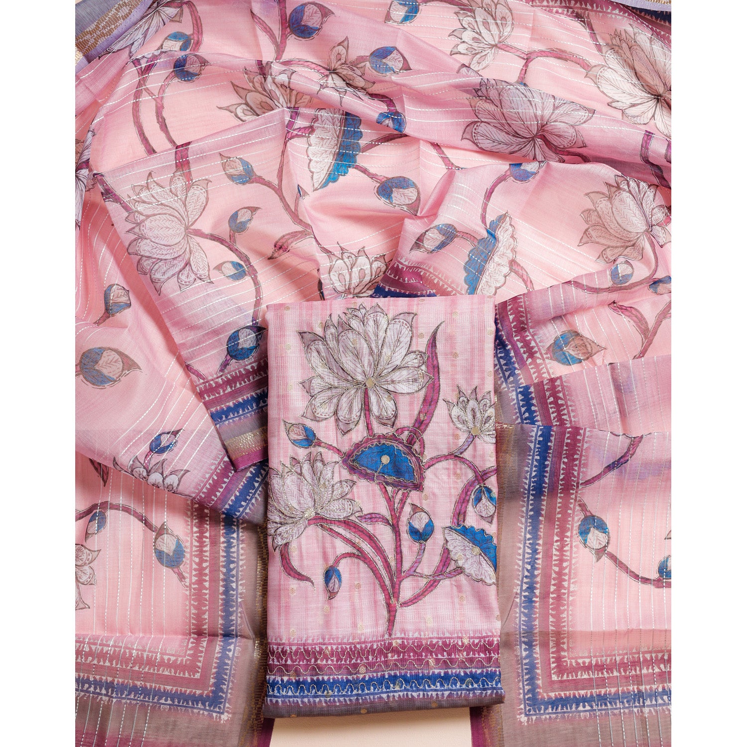 CHANDERI SILK EMBROIDERED 2 PIECE SET