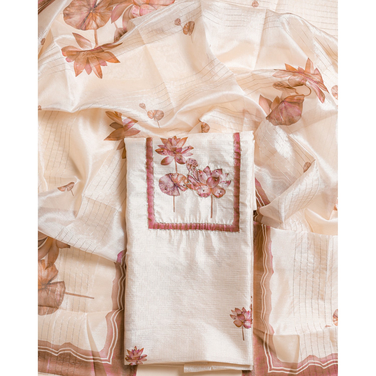 CHANDERI TISSUE SILK EMBROIDERED 2 PIECE SET