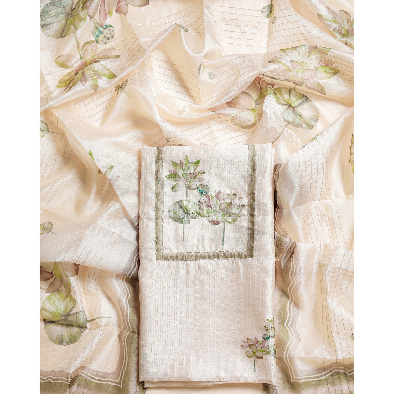 CHANDERI TISSUE SILK EMBROIDERED 2 PIECE SET