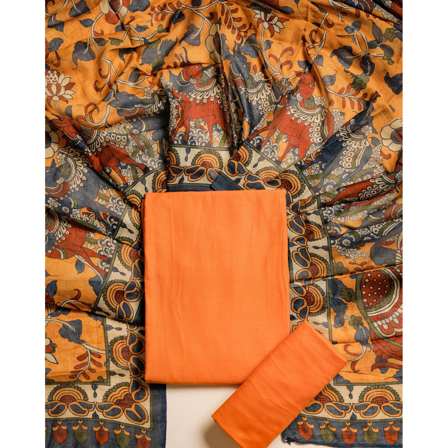 PURE COTTON MUL KALAMKARI SUIT SET