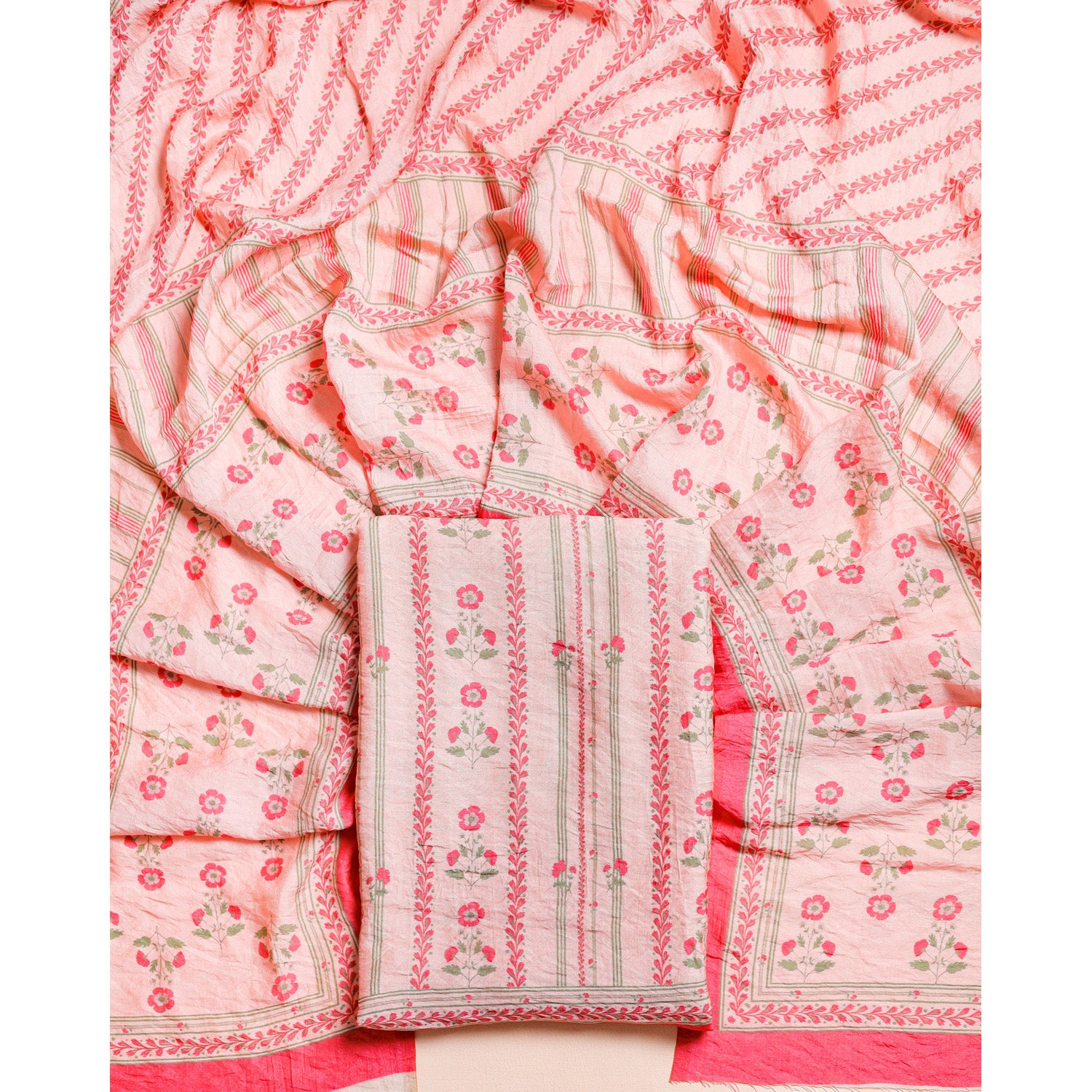 DESI GULBAGH MOGRA CHANDERI 2 PIECE SET