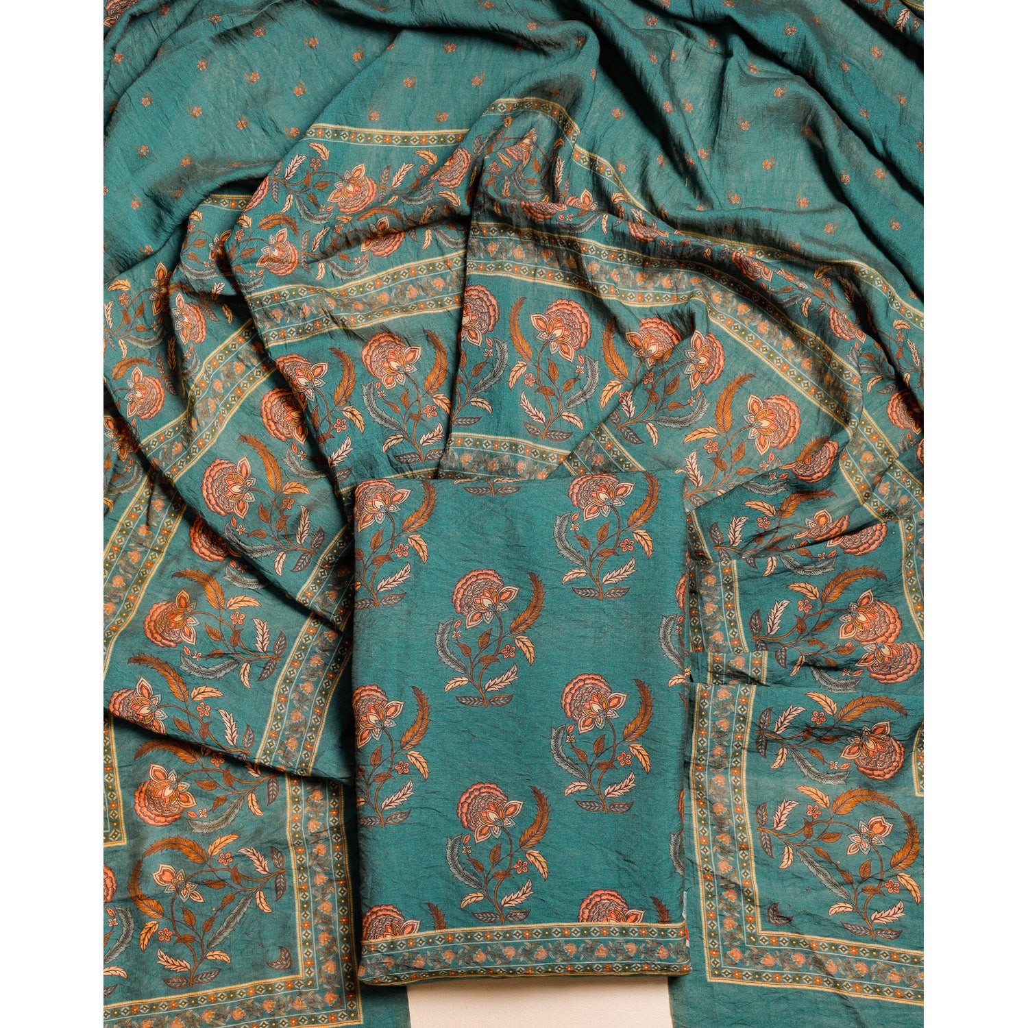 DESI GULBAGH MOGRA CHANDERI 2 PIECE SET