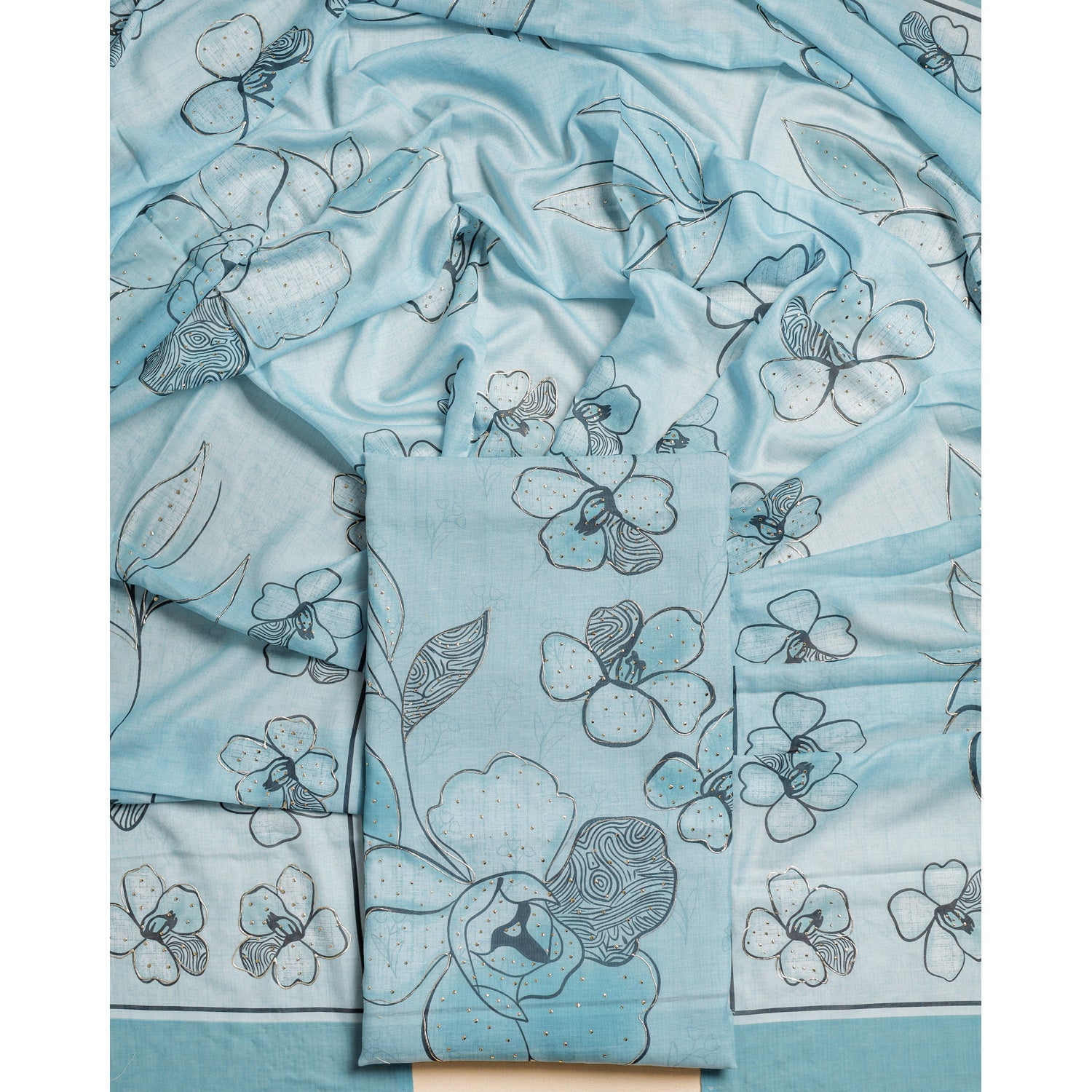 PURE COTTON FOIL WORK 2 PIECE SET