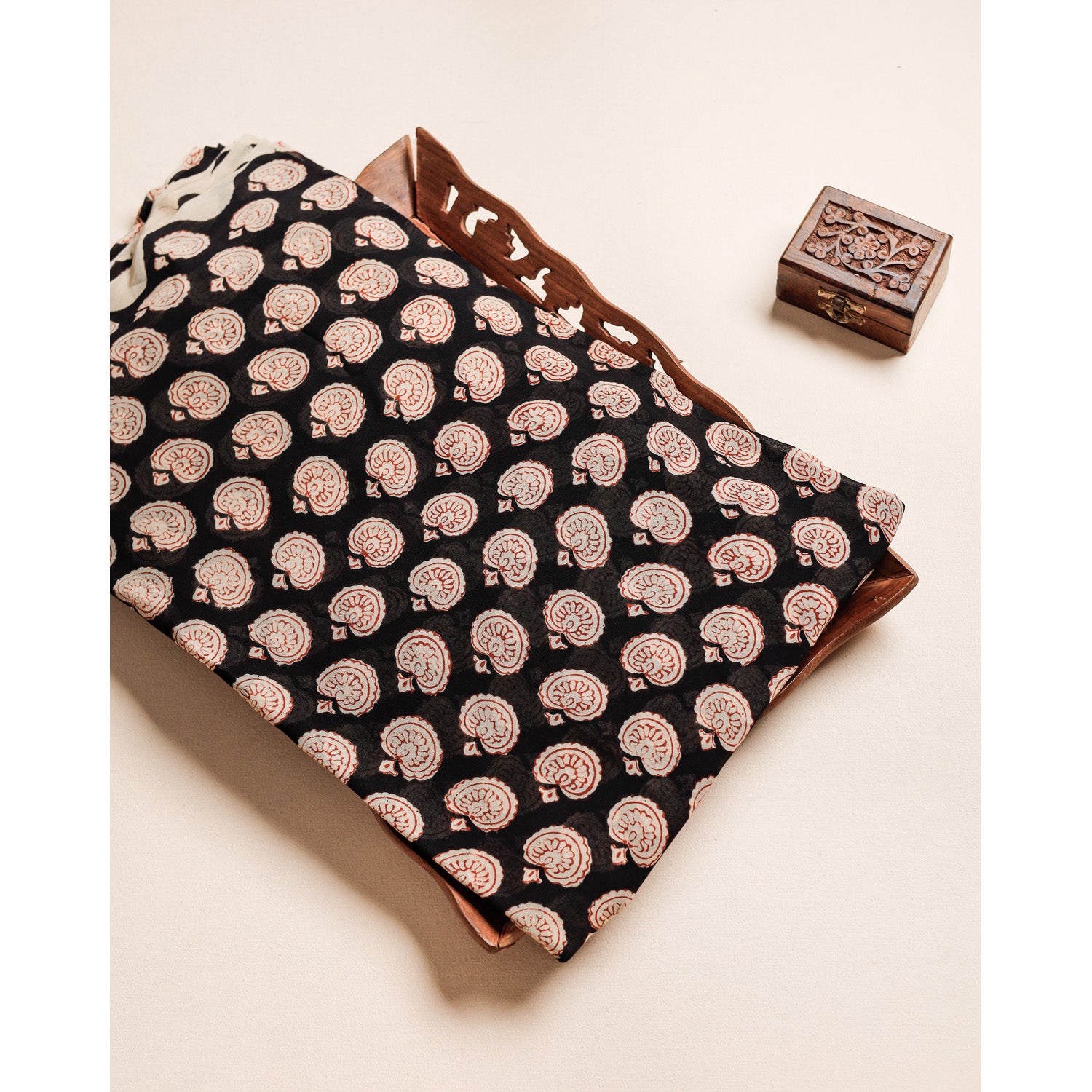 PURE GEORGETTE BAGRU HANDBLOCK PRINTED FABRIC