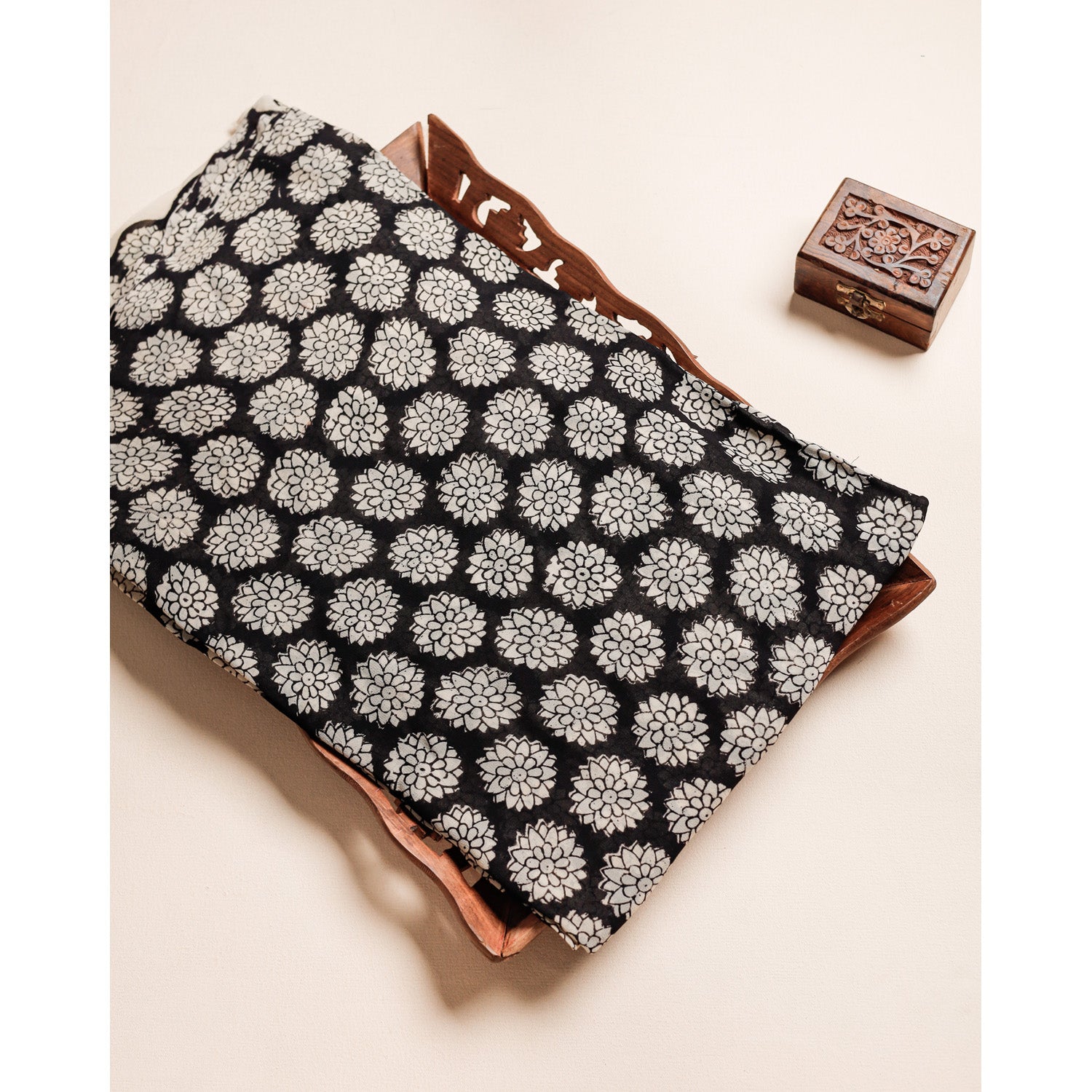 PURE GEORGETTE BAGRU HANDBLOCK PRINTED FABRIC