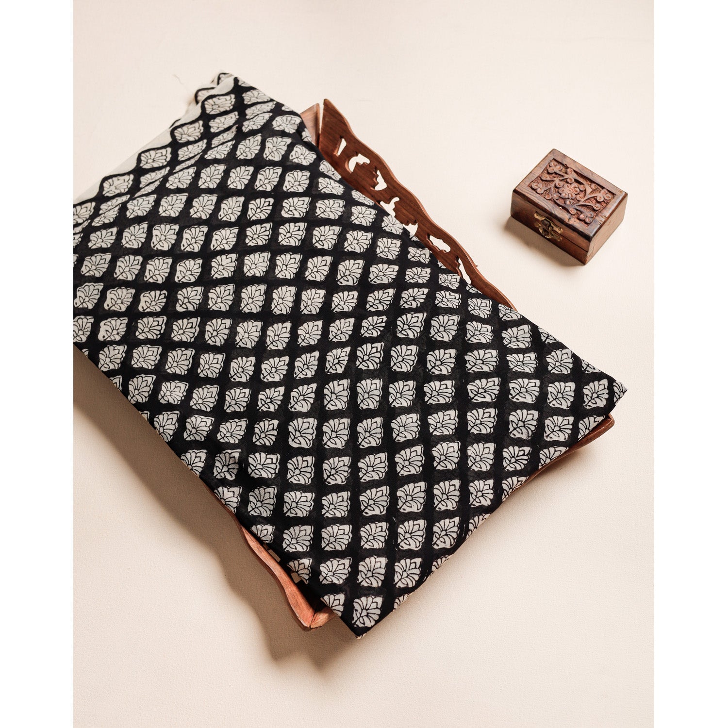 PURE GEORGETTE BAGRU HANDBLOCK PRINTED FABRIC