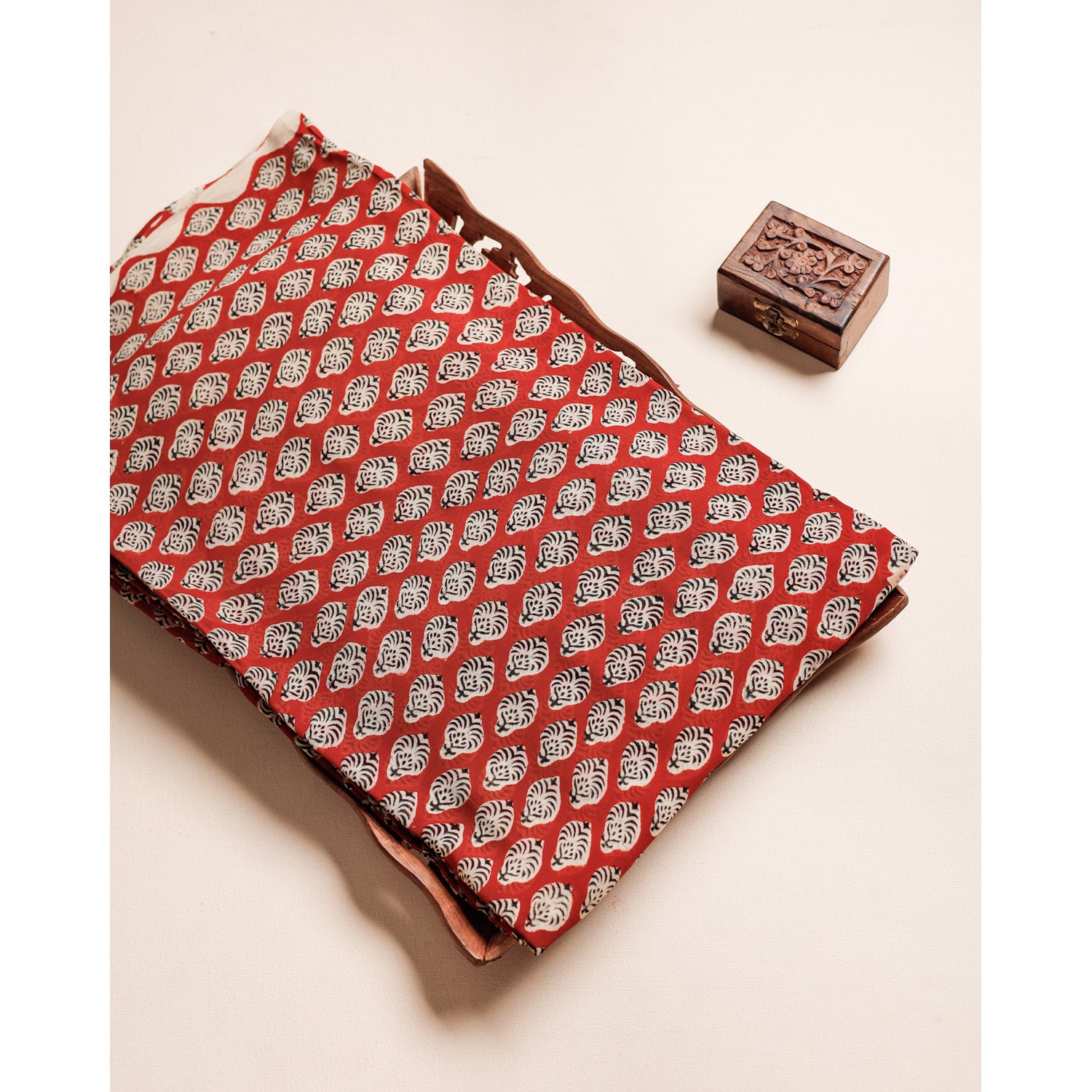 PURE GEORGETTE BAGRU HANDBLOCK PRINTED FABRIC