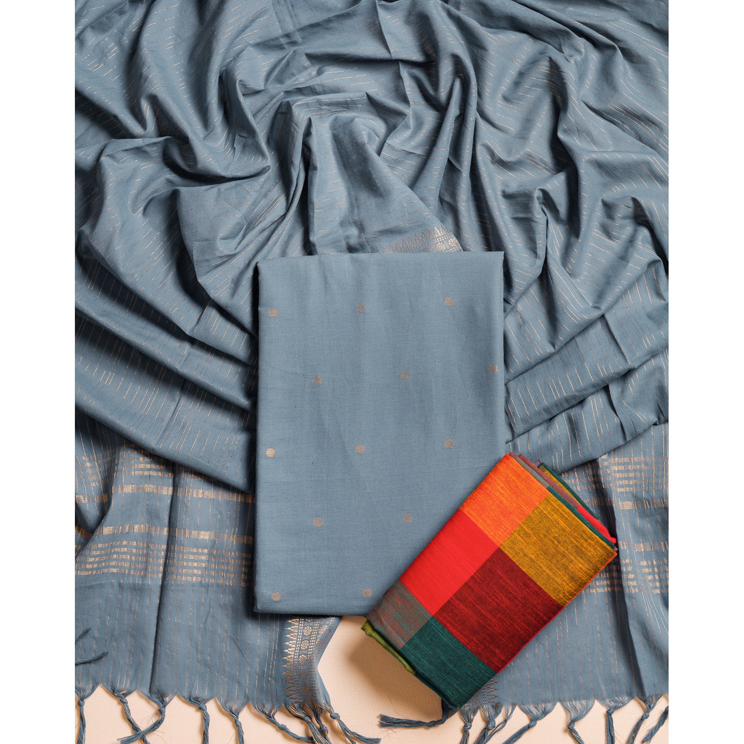 HERITAGE COTTON HANDLOOM LUREX SUIT SET