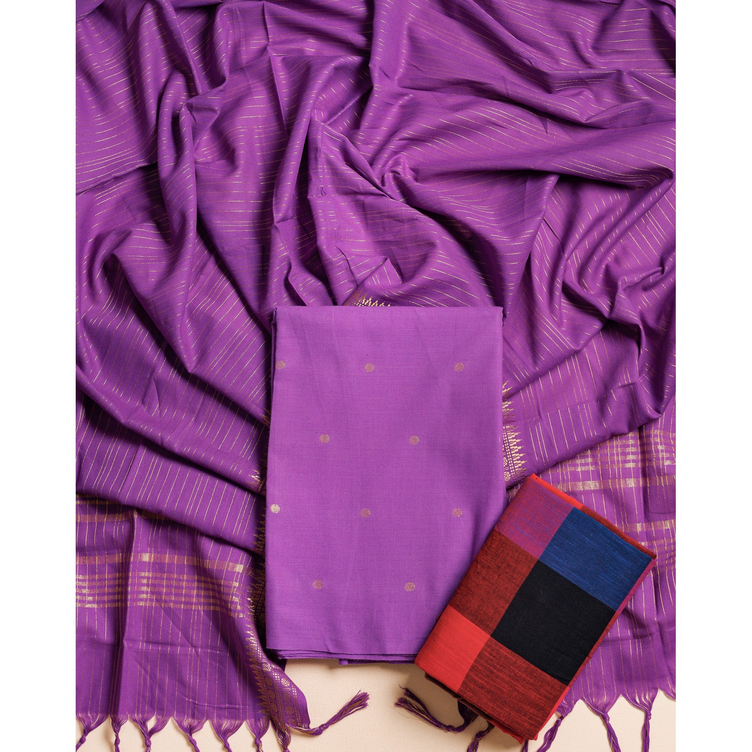 HERITAGE COTTON HANDLOOM LUREX SUIT SET