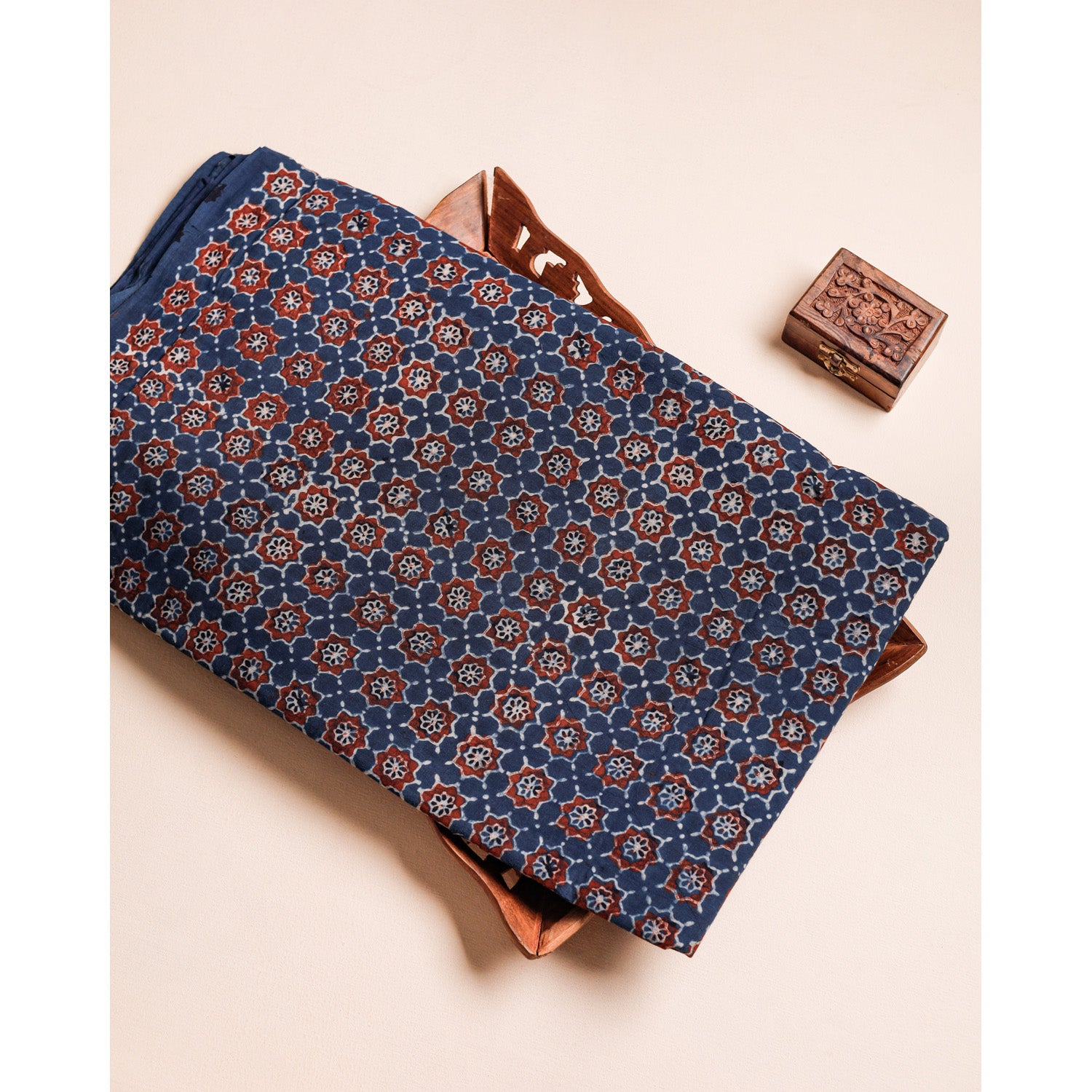 PURE COTTON BLOCK PRINTED AJRAKH FABRIC