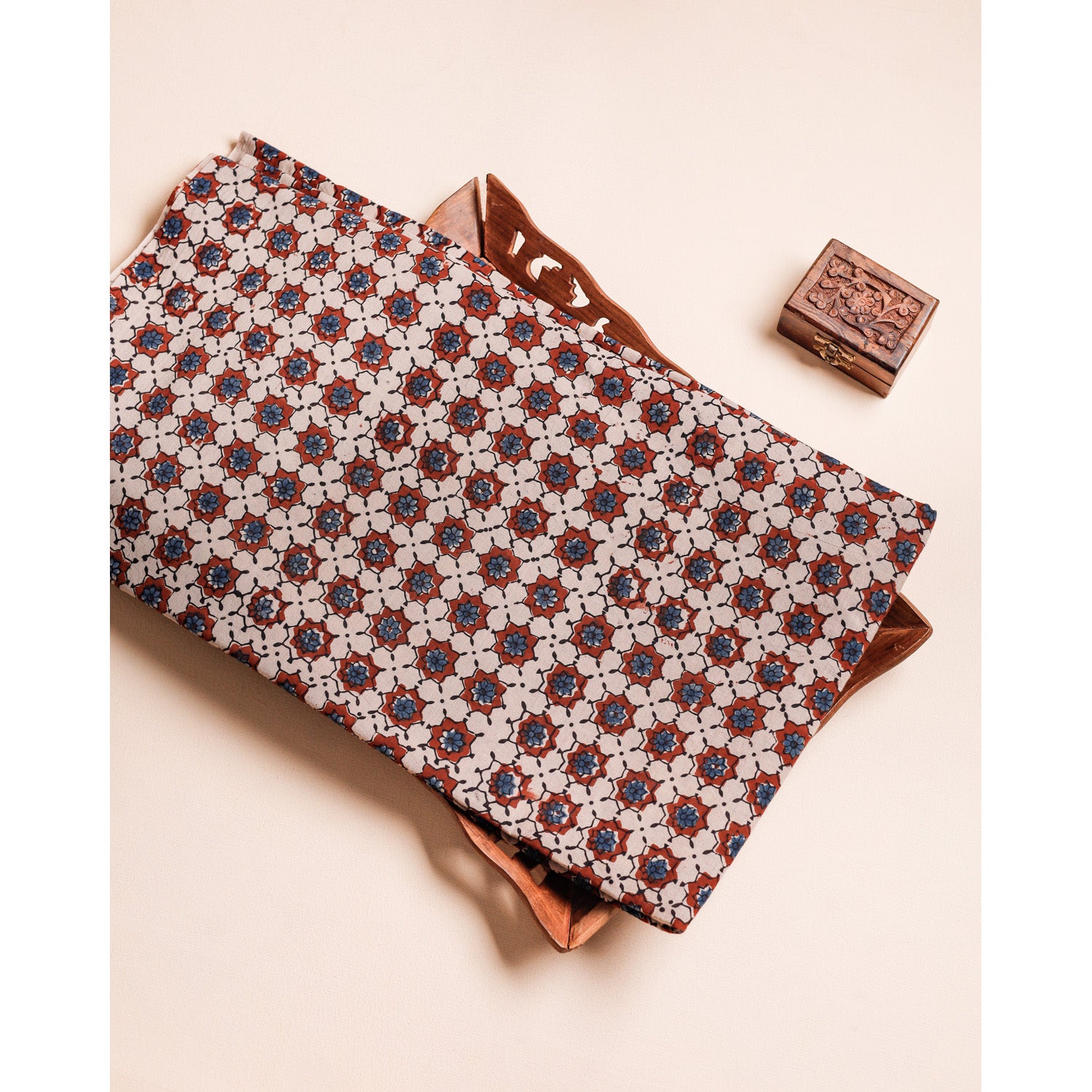 PURE COTTON BLOCK PRINTED AJRAKH FABRIC
