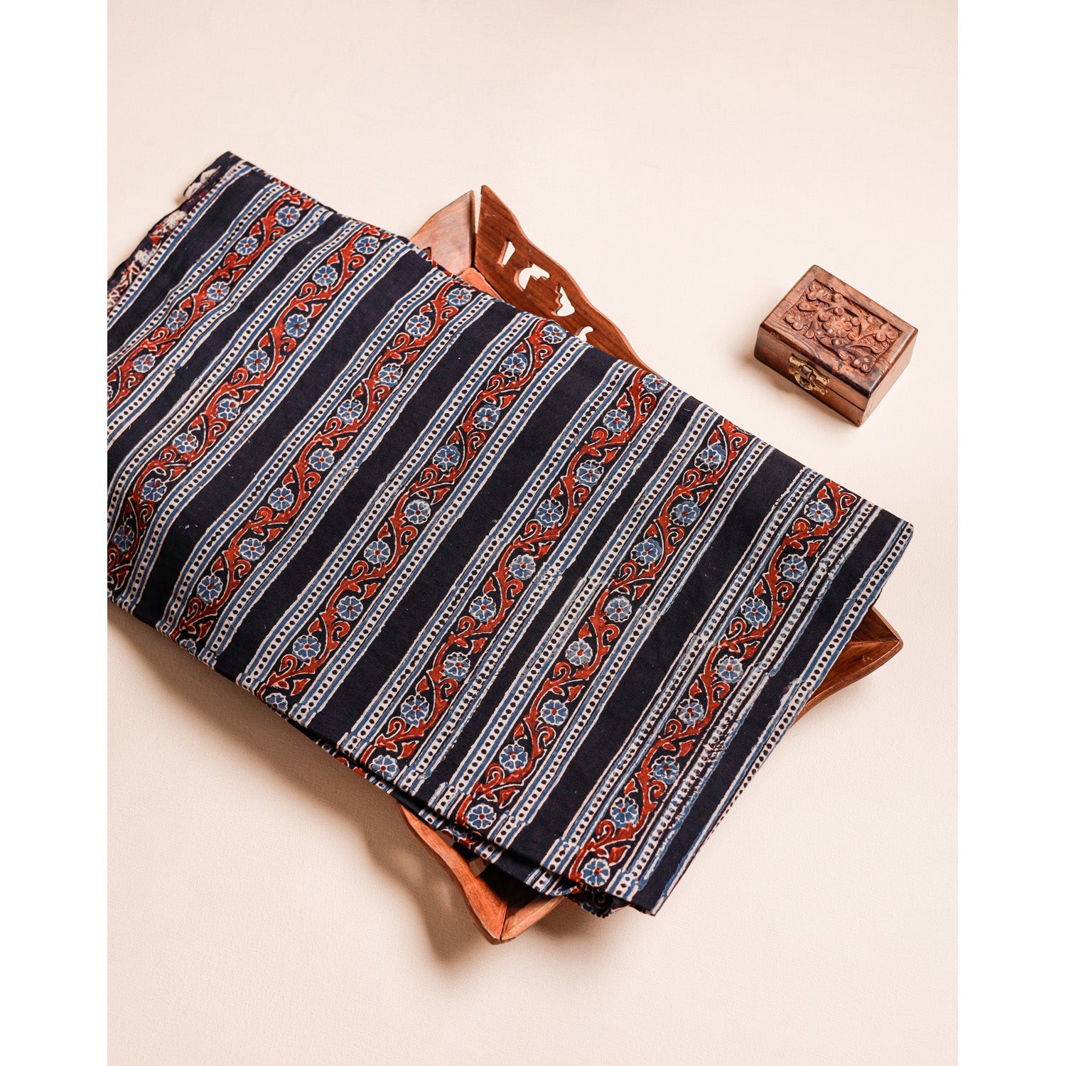 PURE COTTON BLOCK PRINTED AJRAKH FABRIC