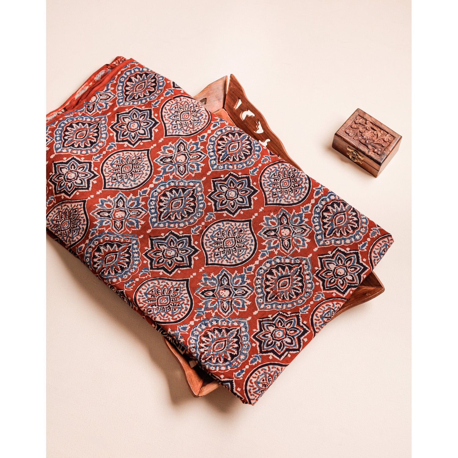 PURE COTTON BLOCK PRINTED AJRAKH FABRIC