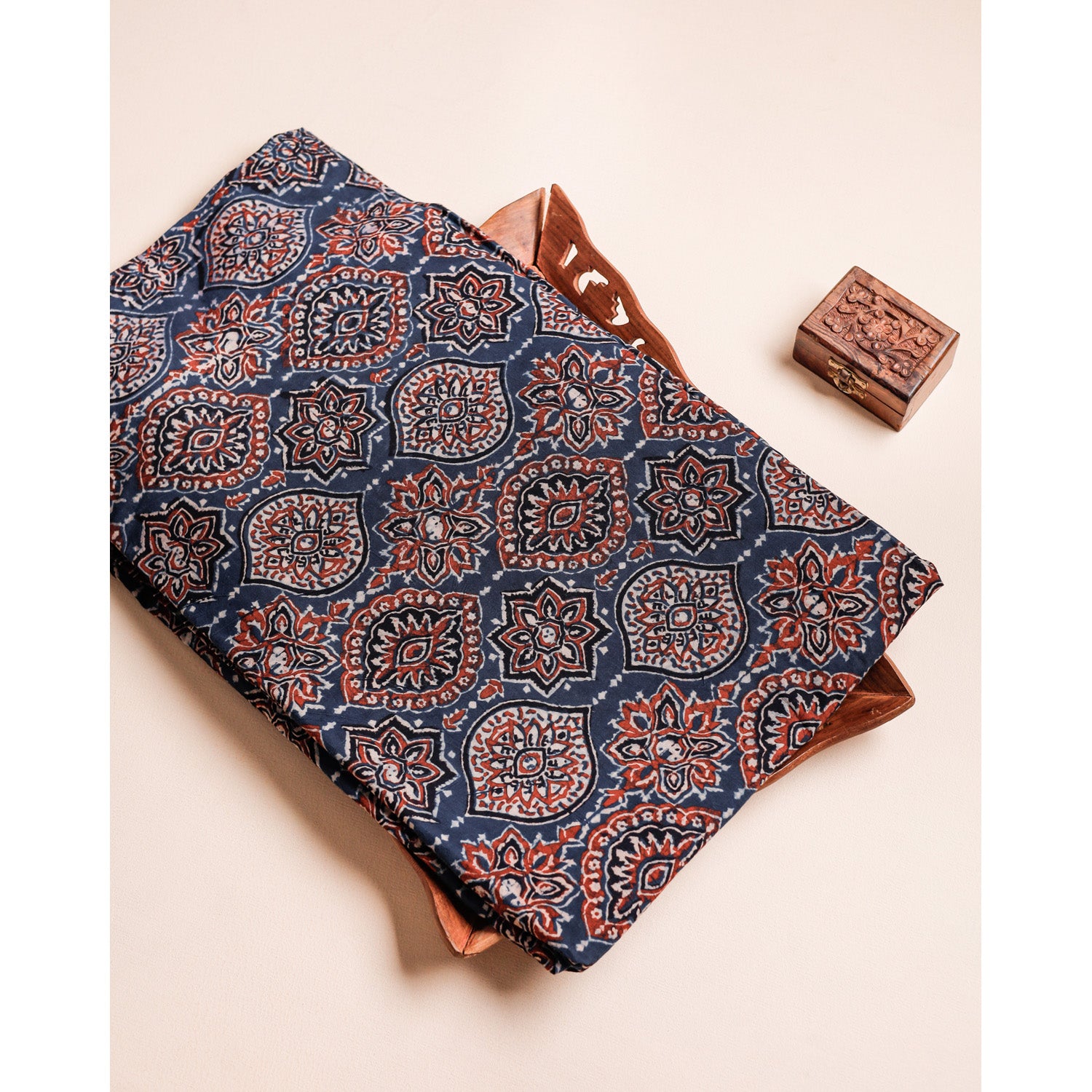 PURE COTTON BLOCK PRINTED AJRAKH FABRIC