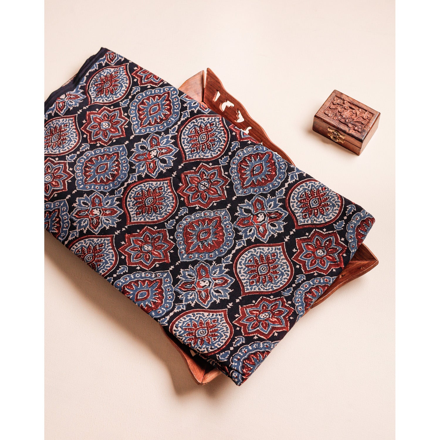 PURE COTTON BLOCK PRINTED AJRAKH FABRIC