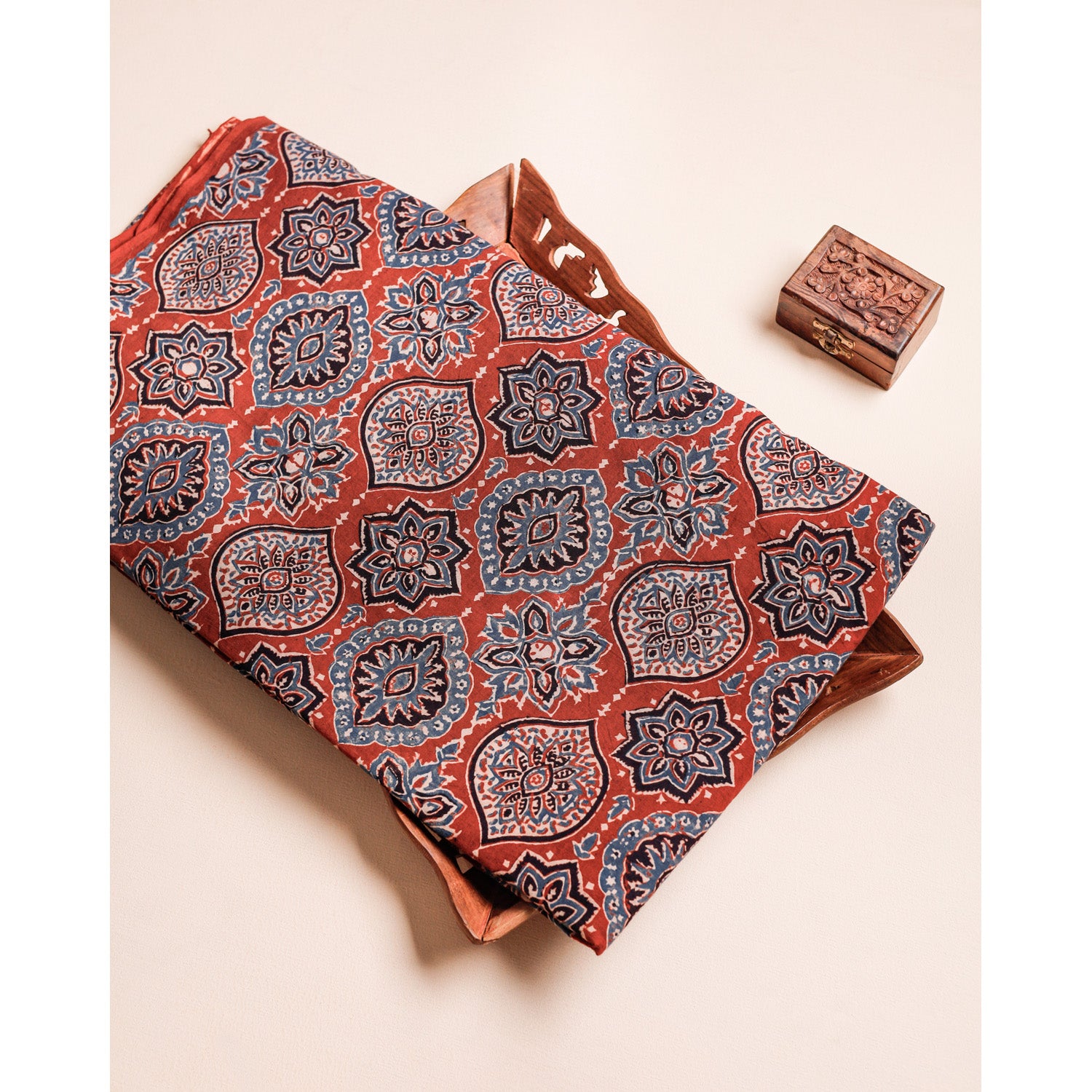 PURE COTTON BLOCK PRINTED AJRAKH FABRIC