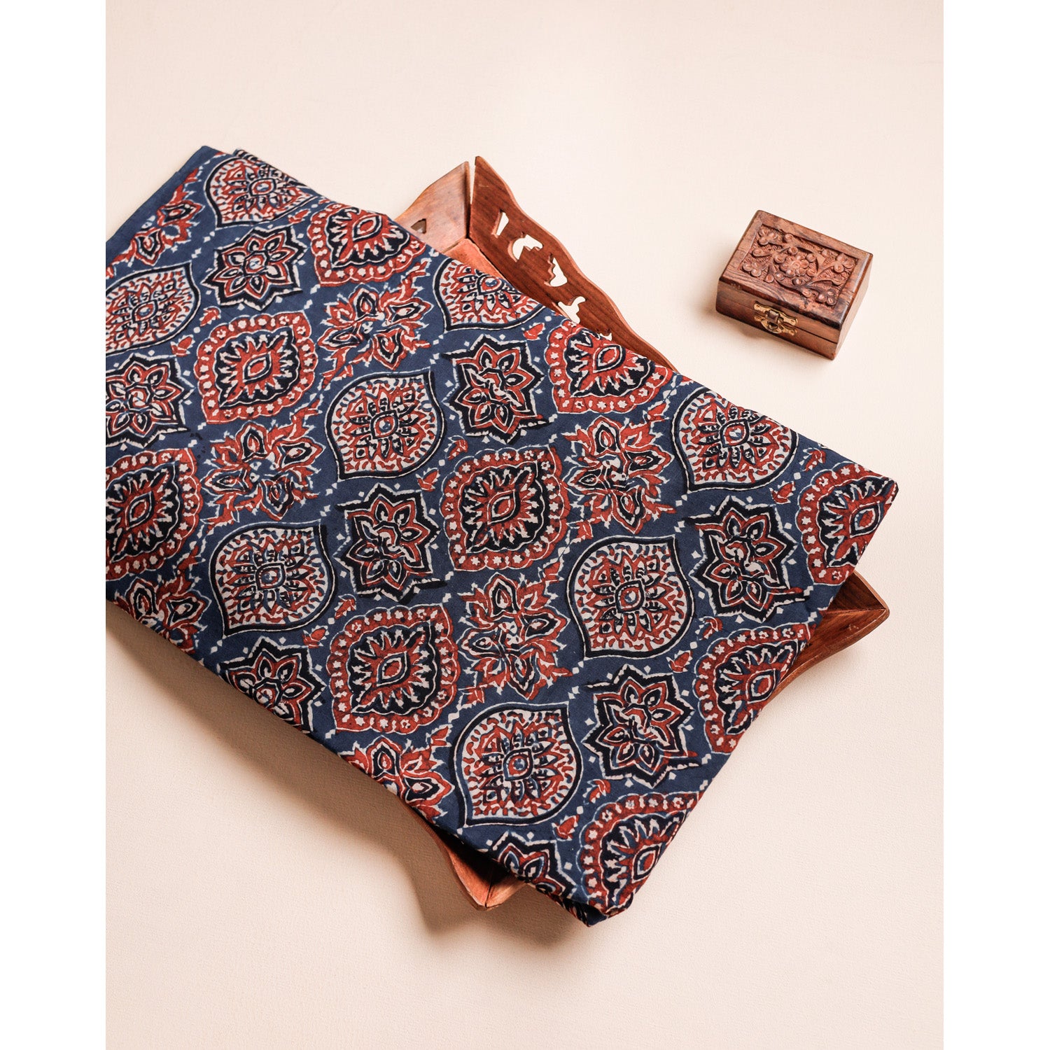 PURE COTTON BLOCK PRINTED AJRAKH FABRIC