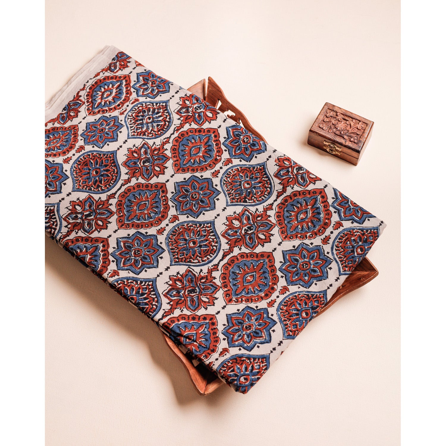 PURE COTTON BLOCK PRINTED AJRAKH FABRIC