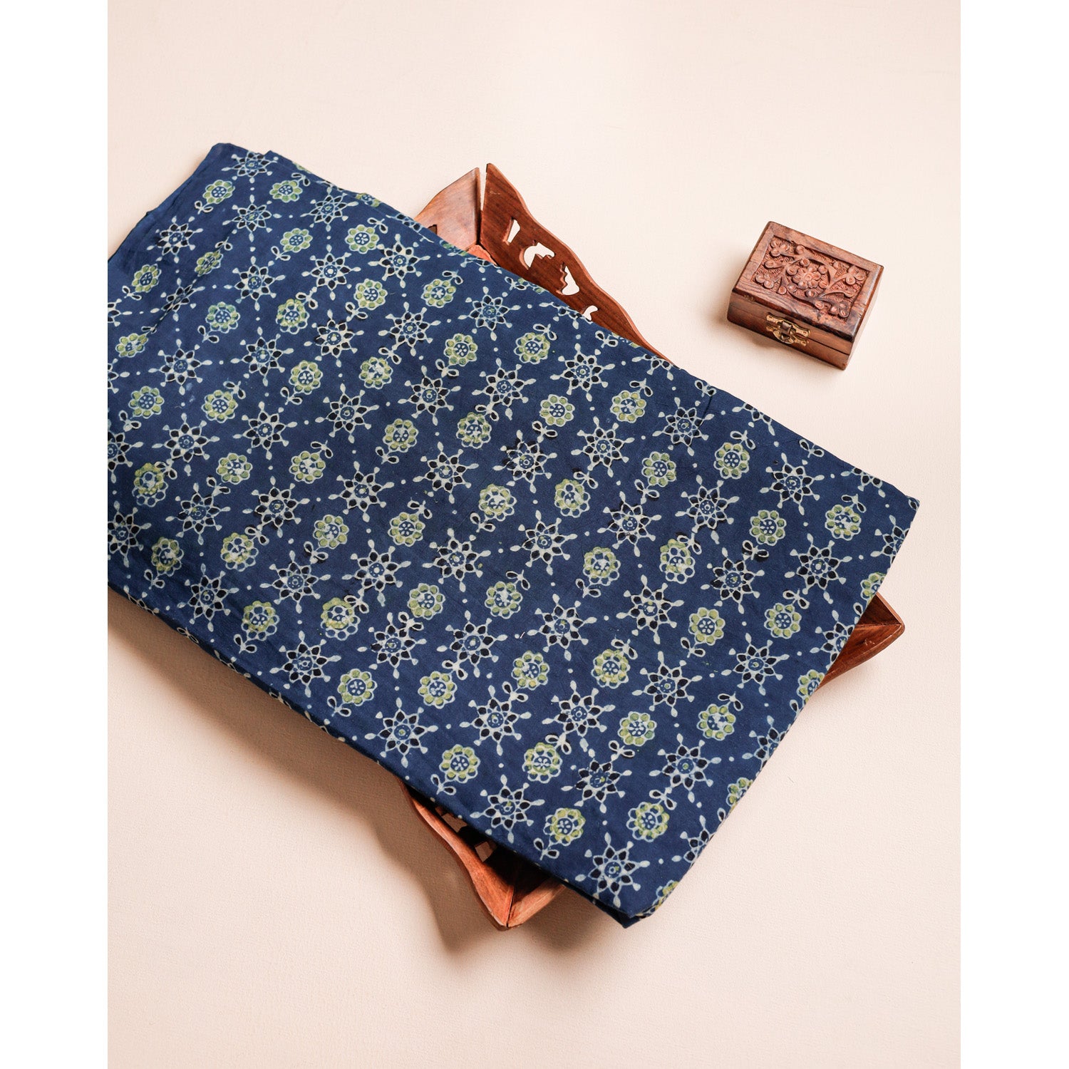 PURE COTTON BLOCK PRINTED AJRAKH FABRIC