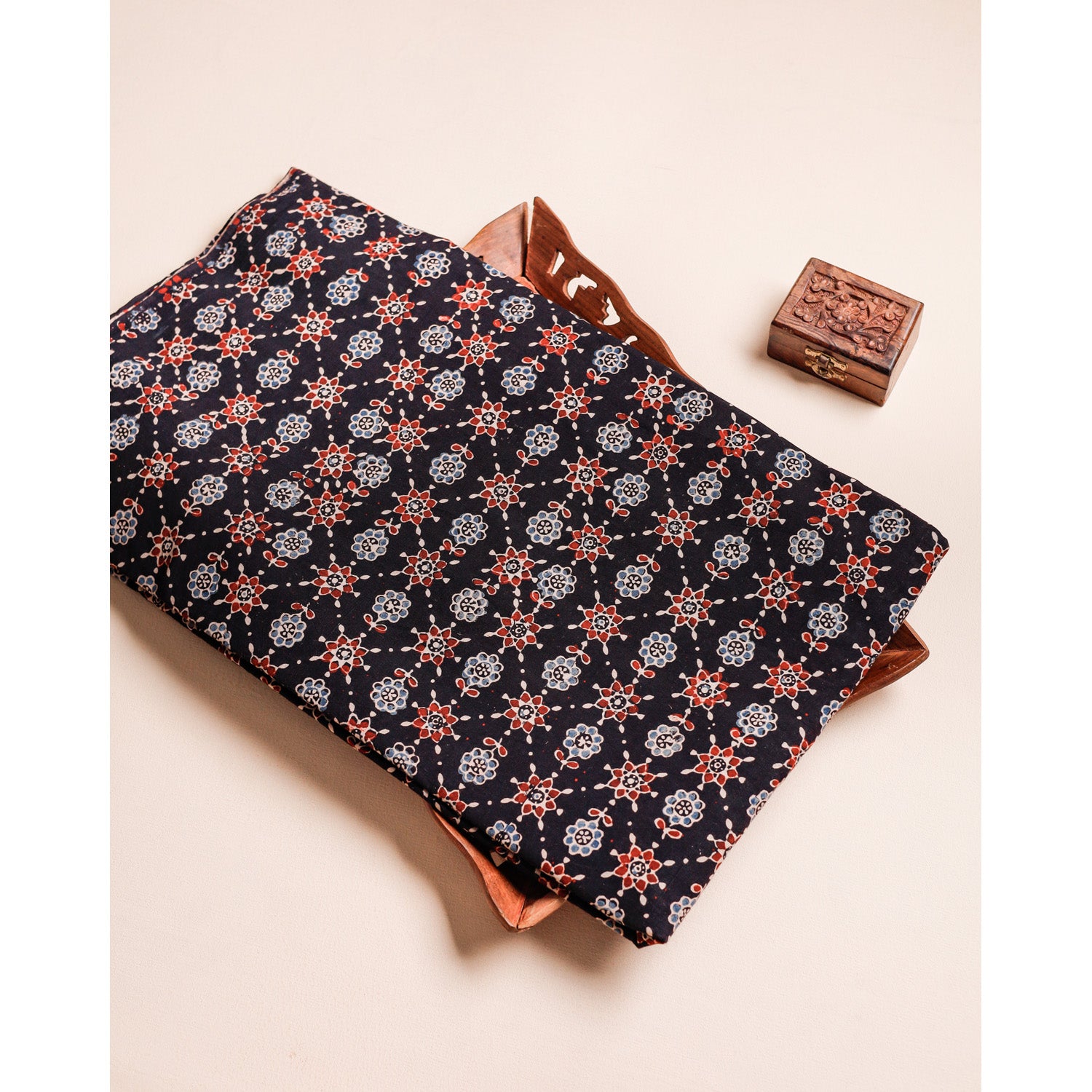PURE COTTON BLOCK PRINTED AJRAKH FABRIC