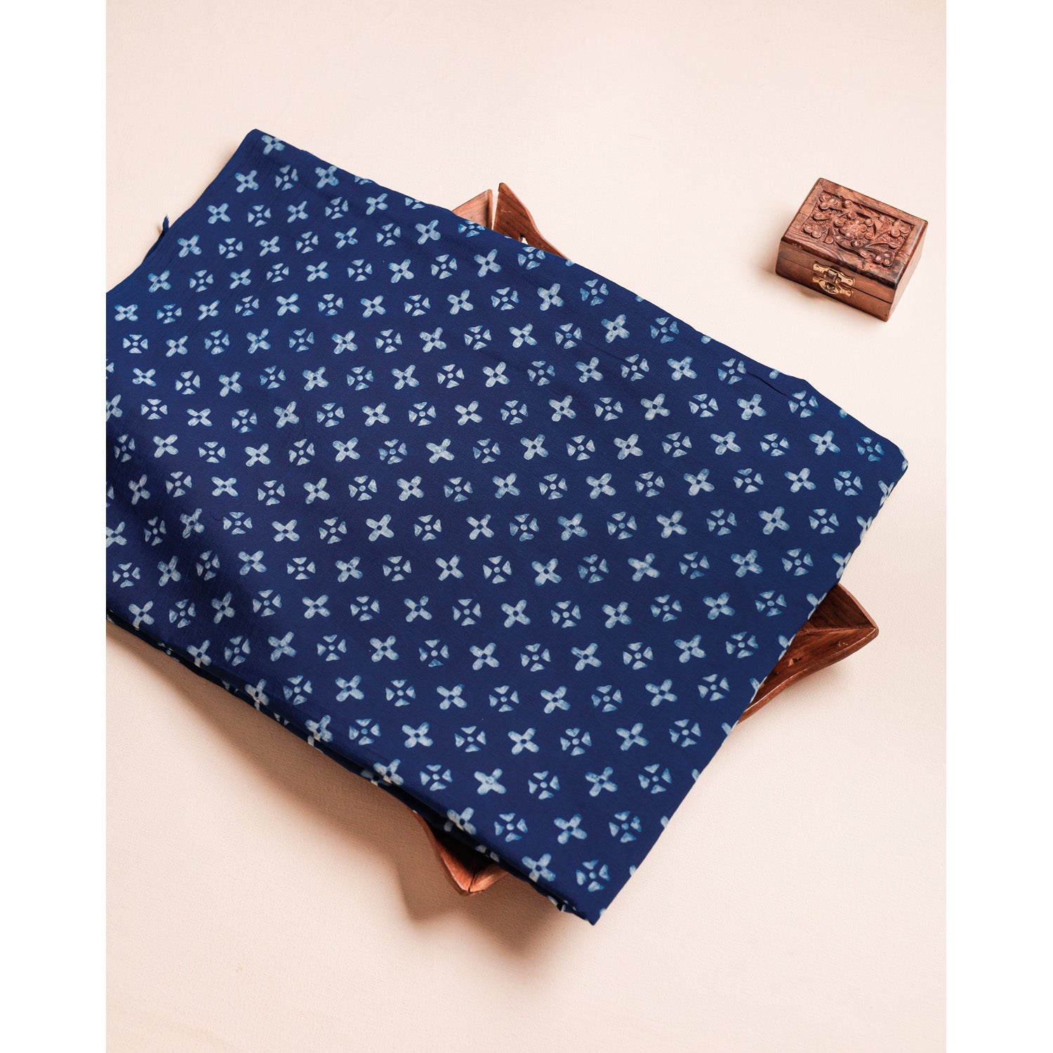 COTTON INDIGO HANDBLOCK PRINTED FABRIC