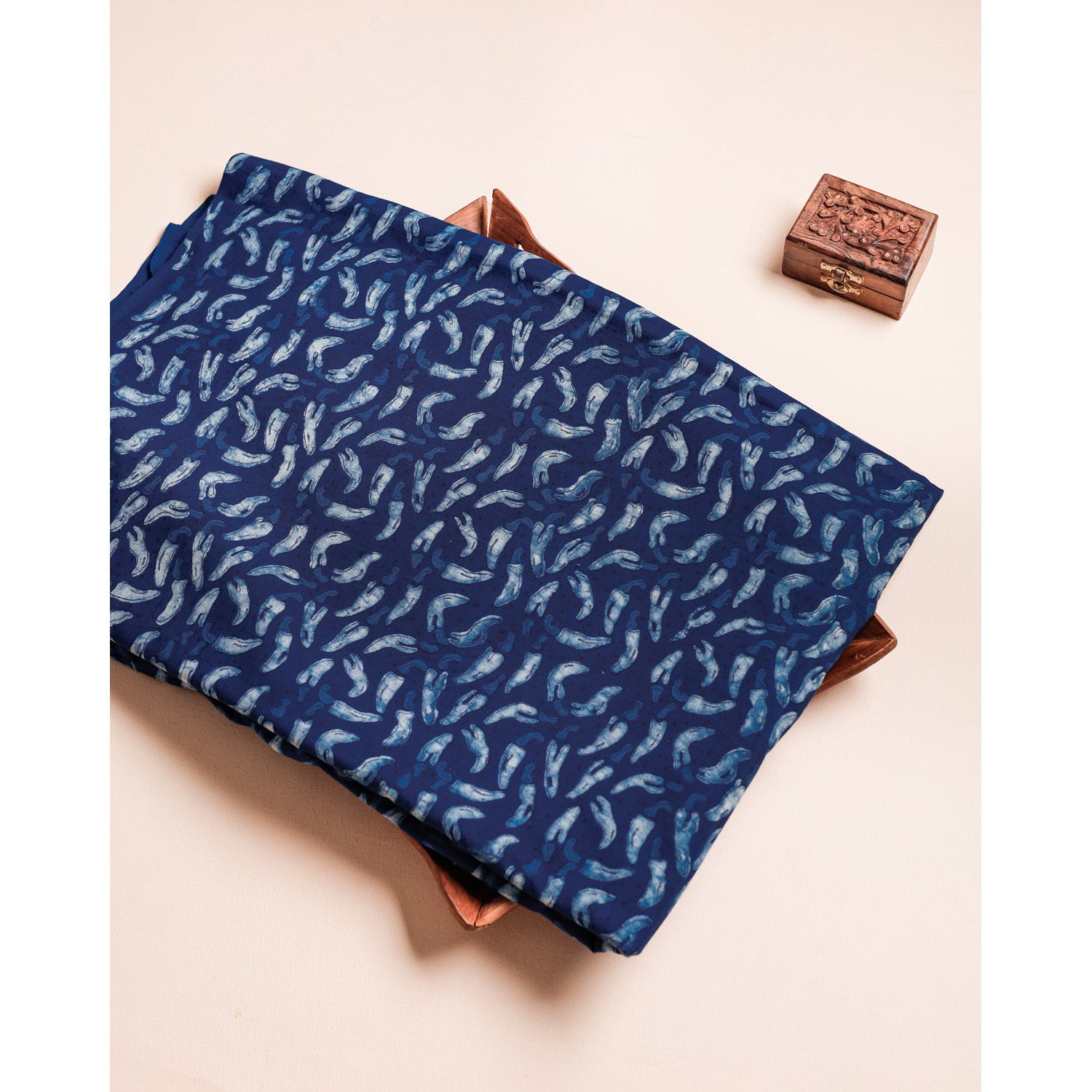 COTTON INDIGO HANDBLOCK PRINTED FABRIC