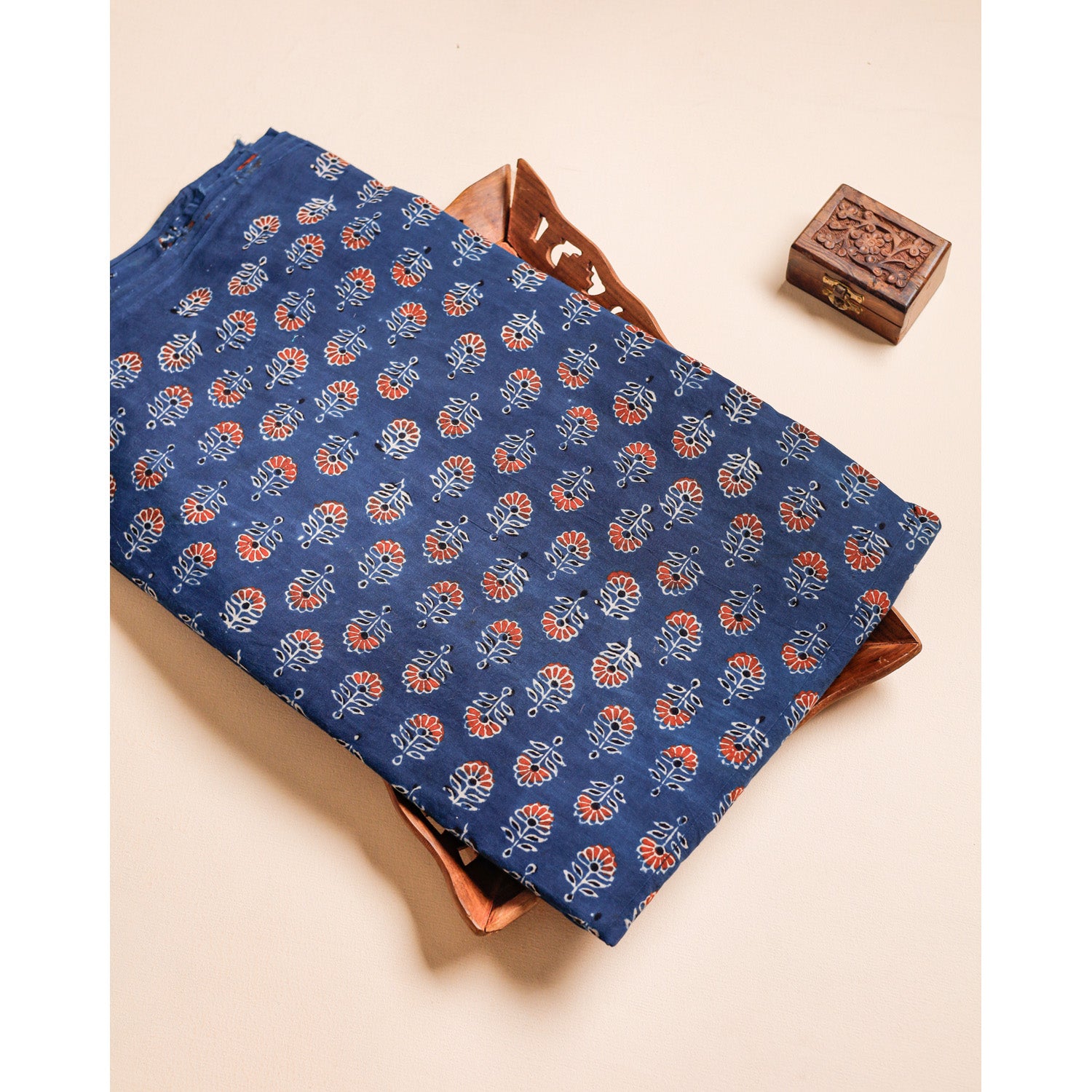 PURE COTTON BLOCK PRINTED AJRAKH FABRIC