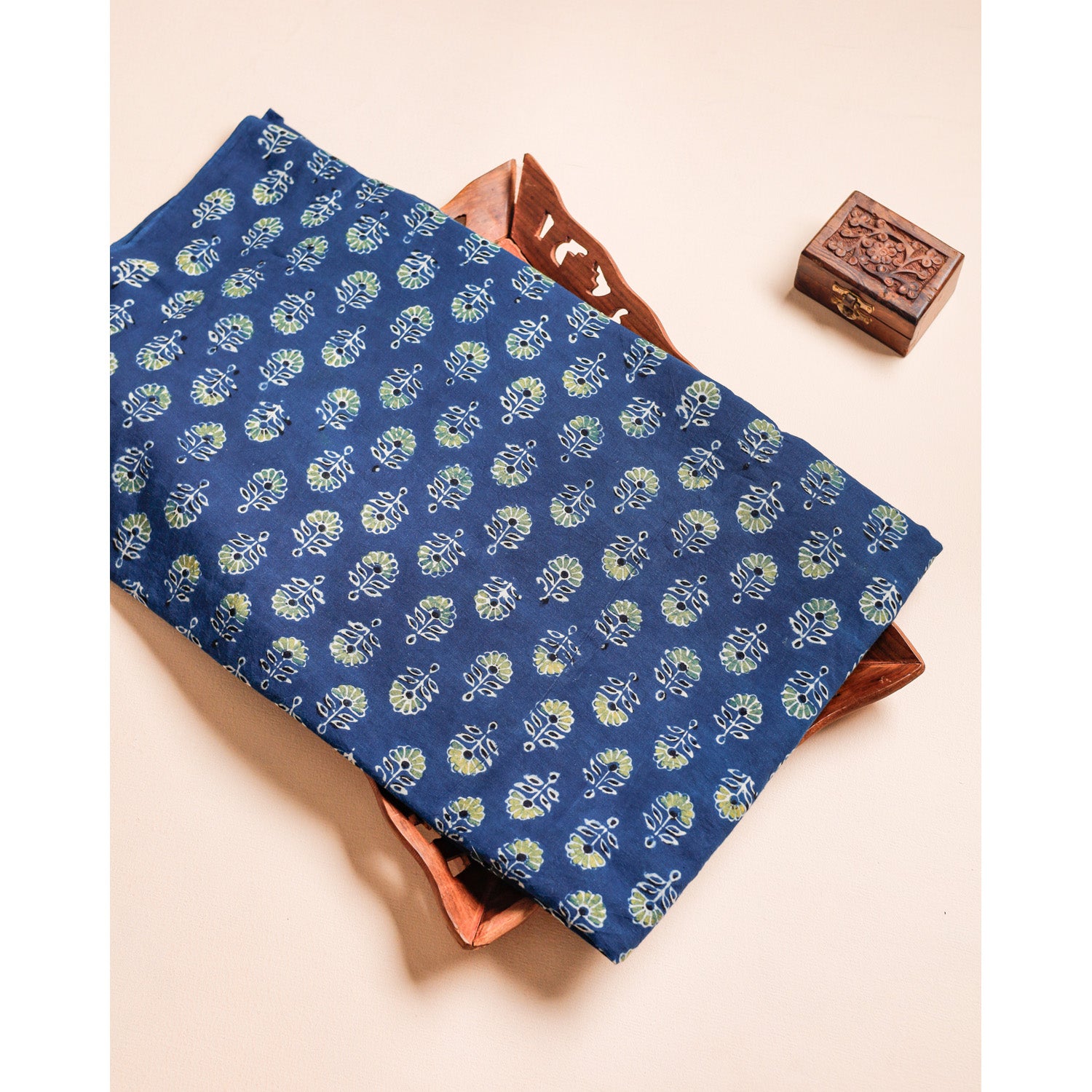 PURE COTTON BLOCK PRINTED AJRAKH FABRIC