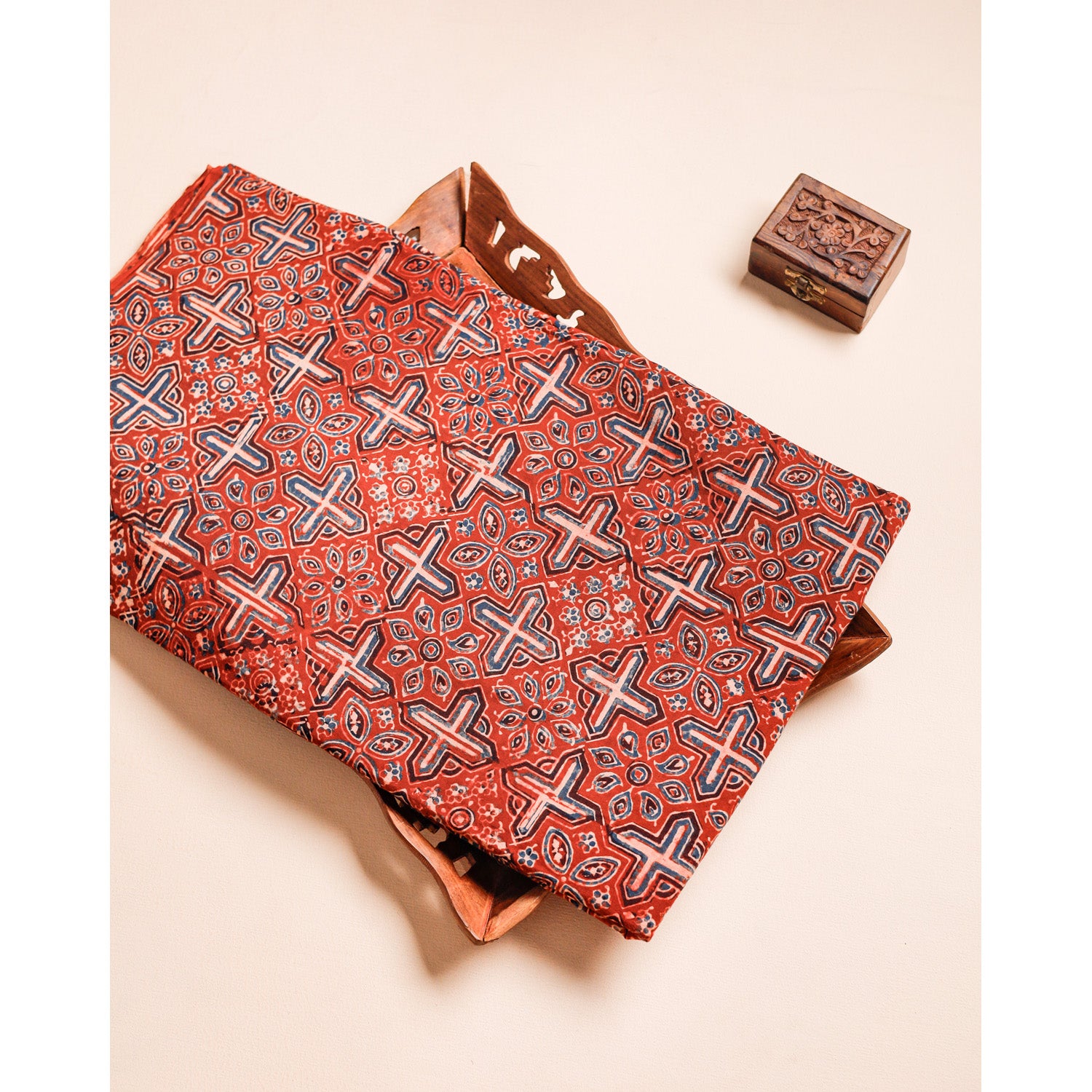 PURE COTTON BLOCK PRINTED AJRAKH FABRIC