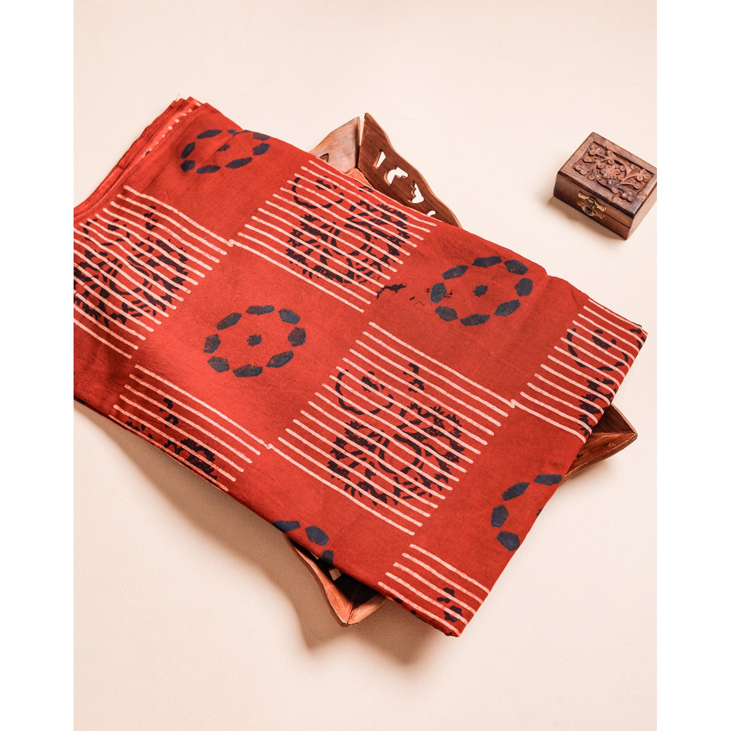 PURE COTTON BLOCK PRINTED AJRAKH FABRIC