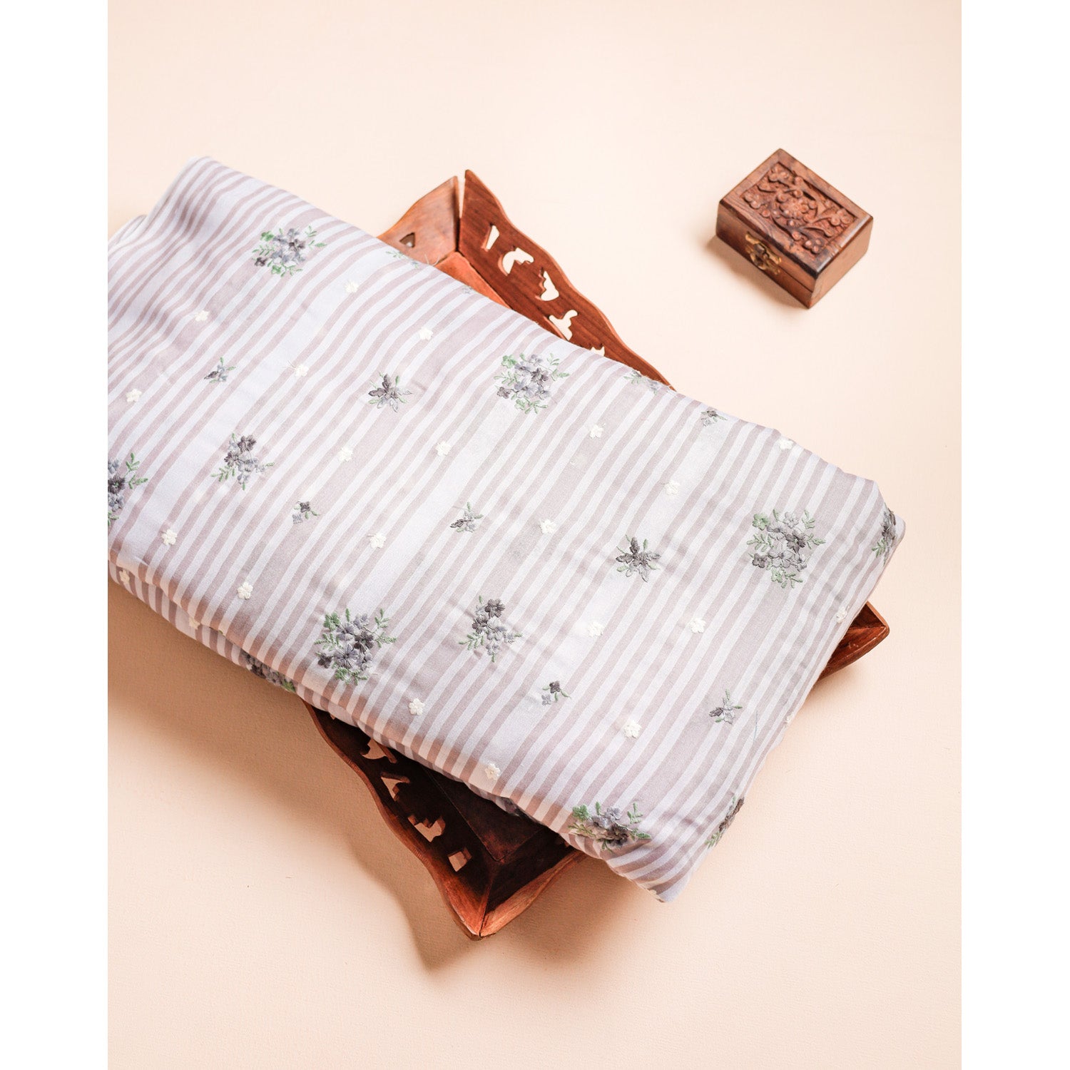 PRINTED MUL CHANDERI EMBROIDERED FABRIC