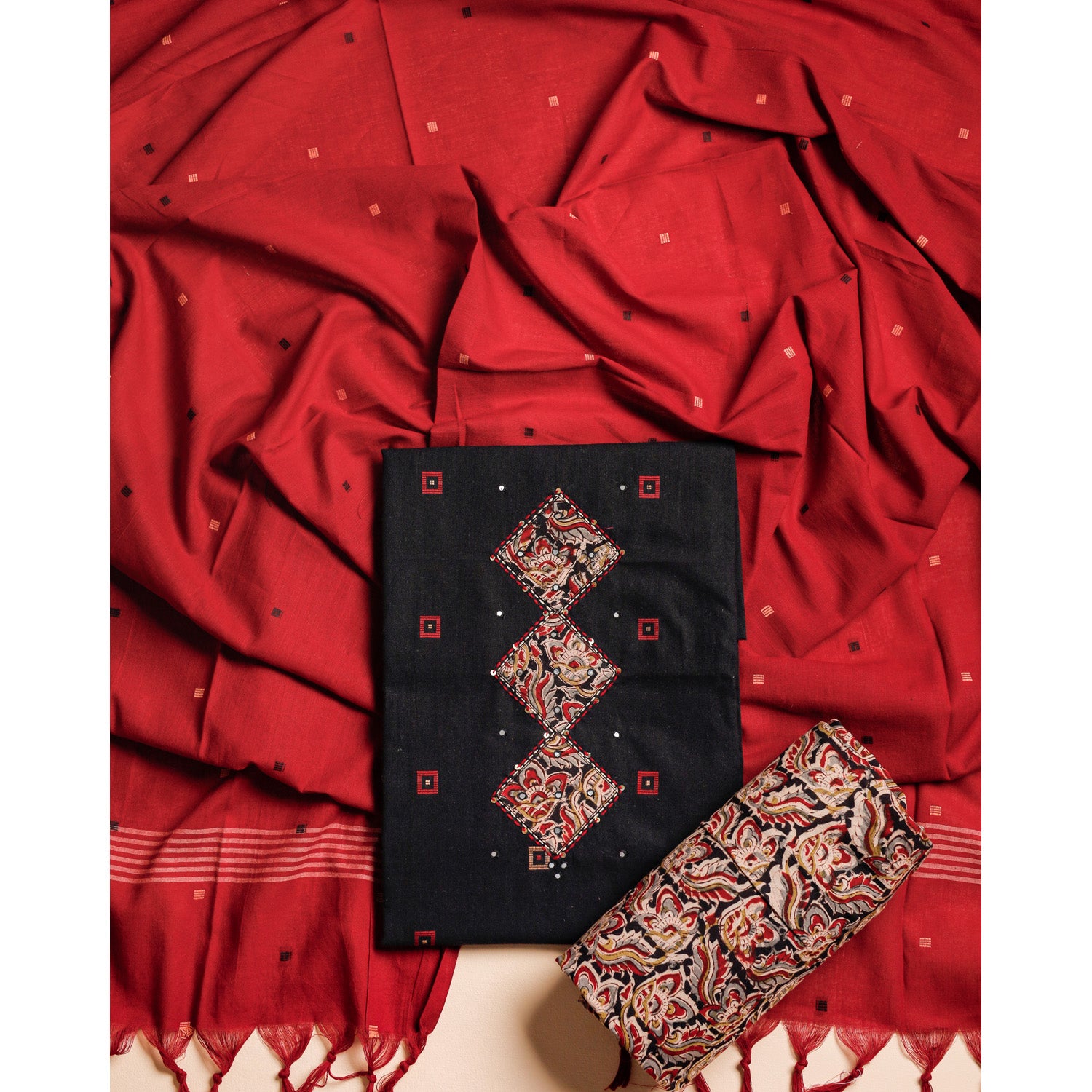 PURE COTTON KALAMKARI PATCHWORK SUIT SET