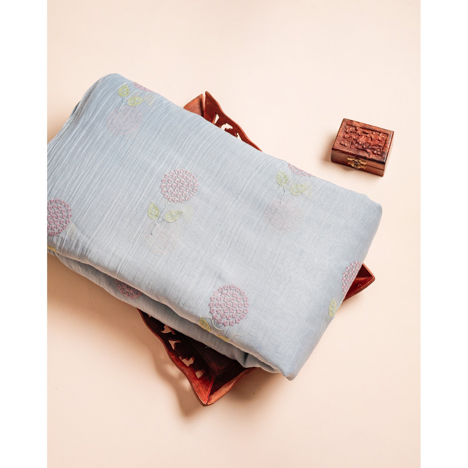 PURE MUL CHANDERI EMBROIDERED FABRIC