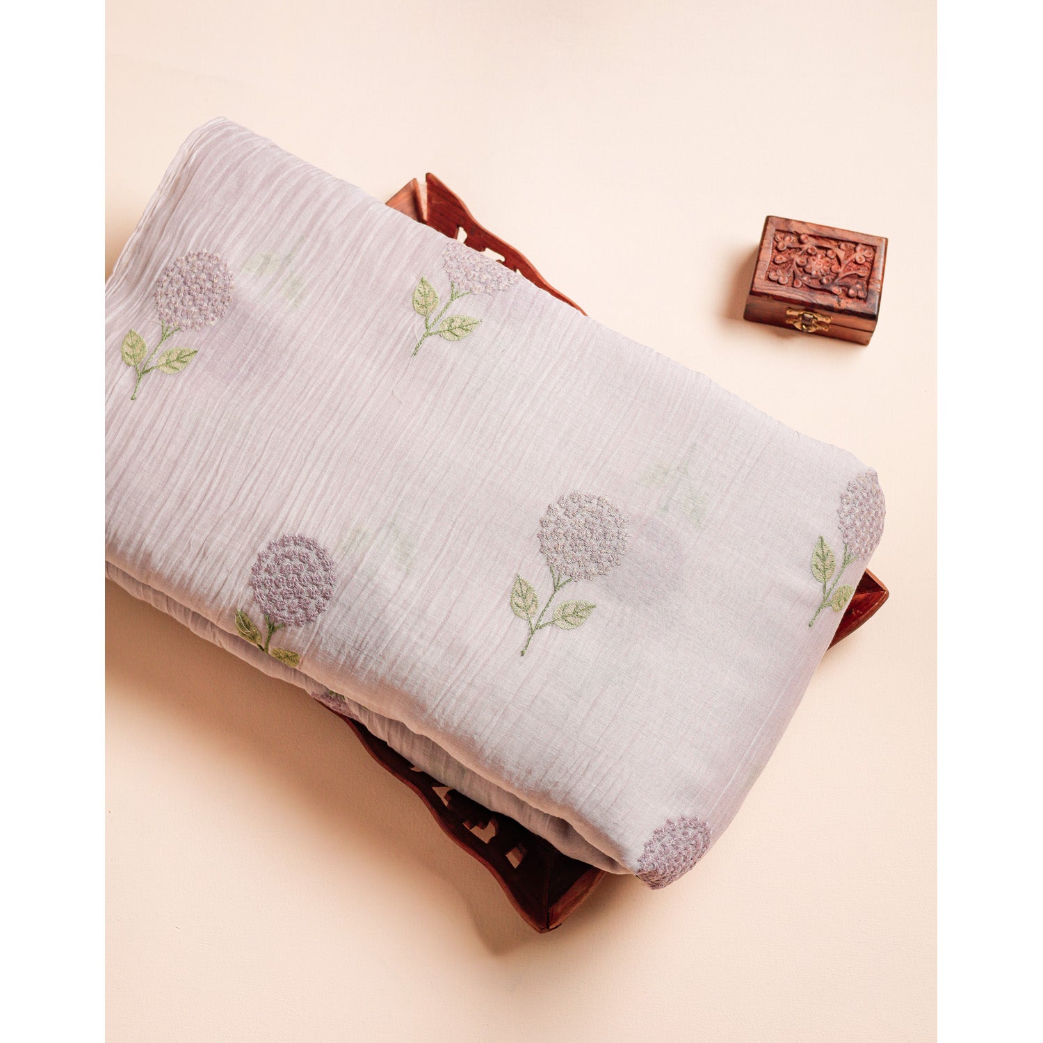 PURE MUL CHANDERI EMBROIDERED FABRIC