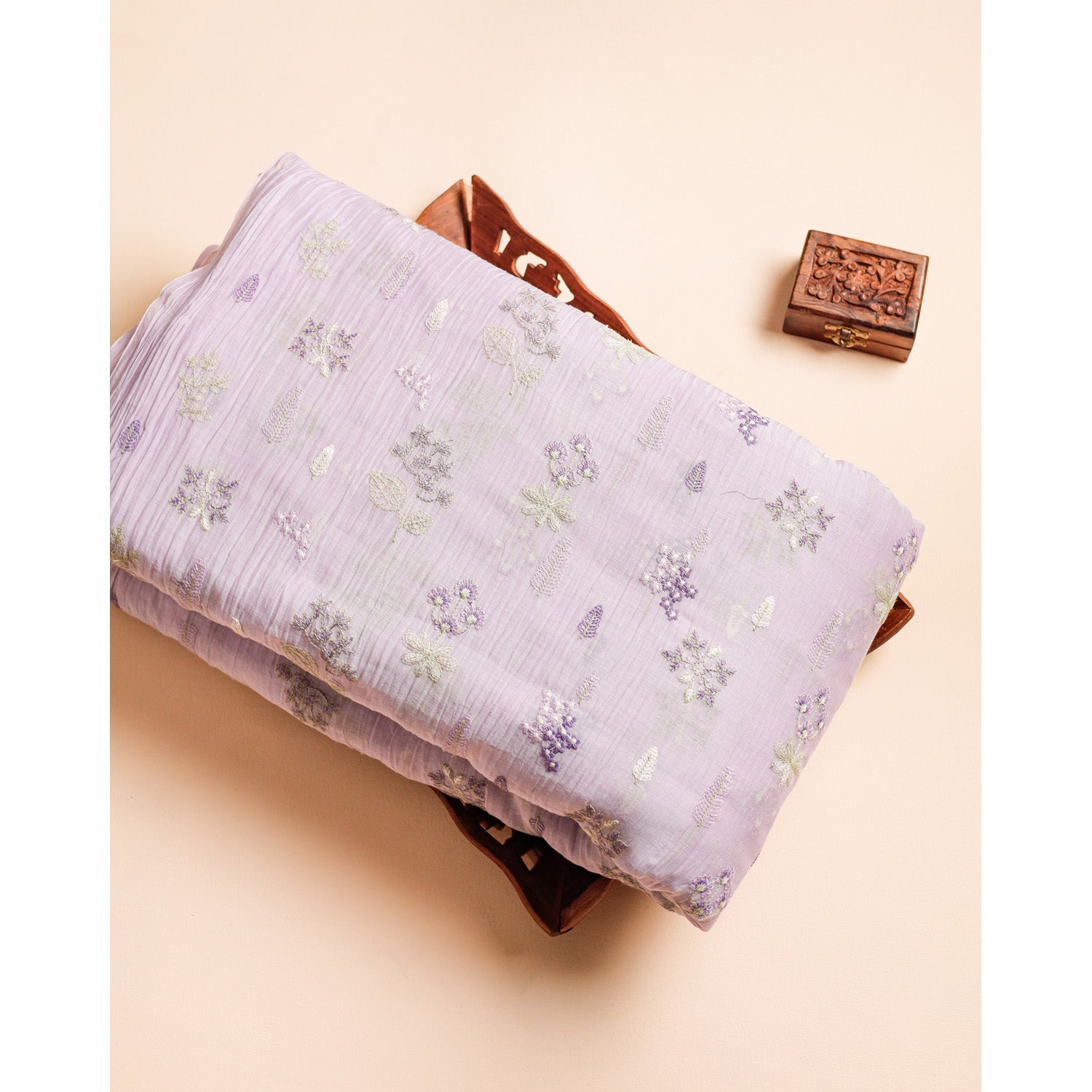 PURE MUL CHANDERI EMBROIDERED FABRIC