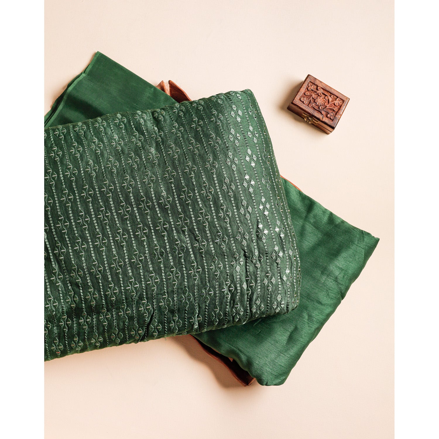 SEMI SILK MIRROR WORK & PLAIN FABRICS