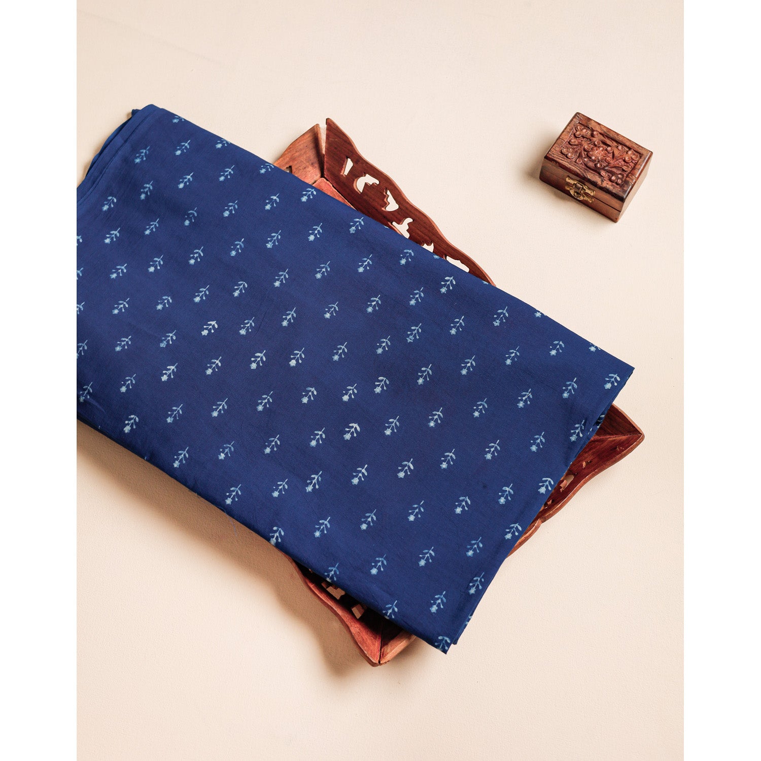 COTTON INDIGO HANDBLOCK PRINTED FABRIC