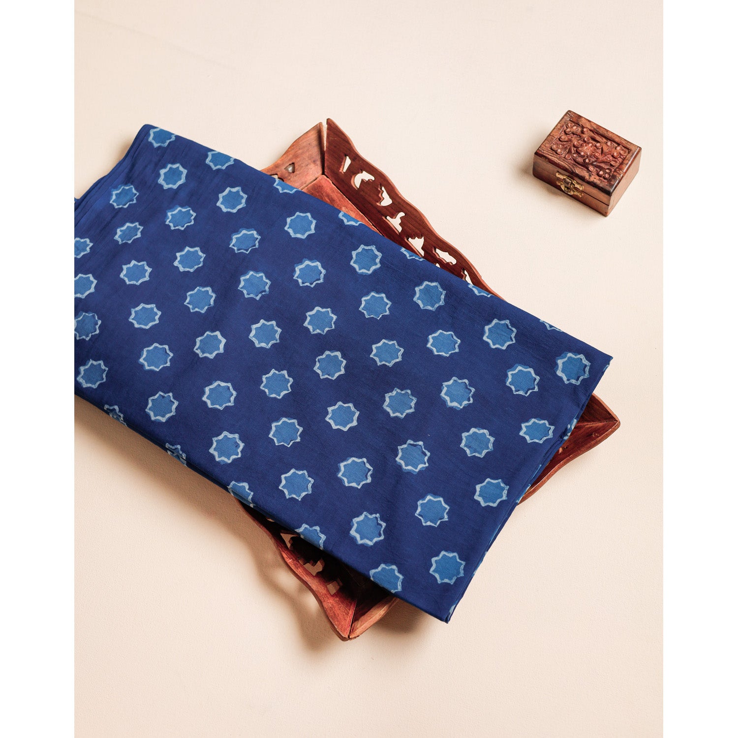COTTON INDIGO HANDBLOCK PRINTED FABRIC