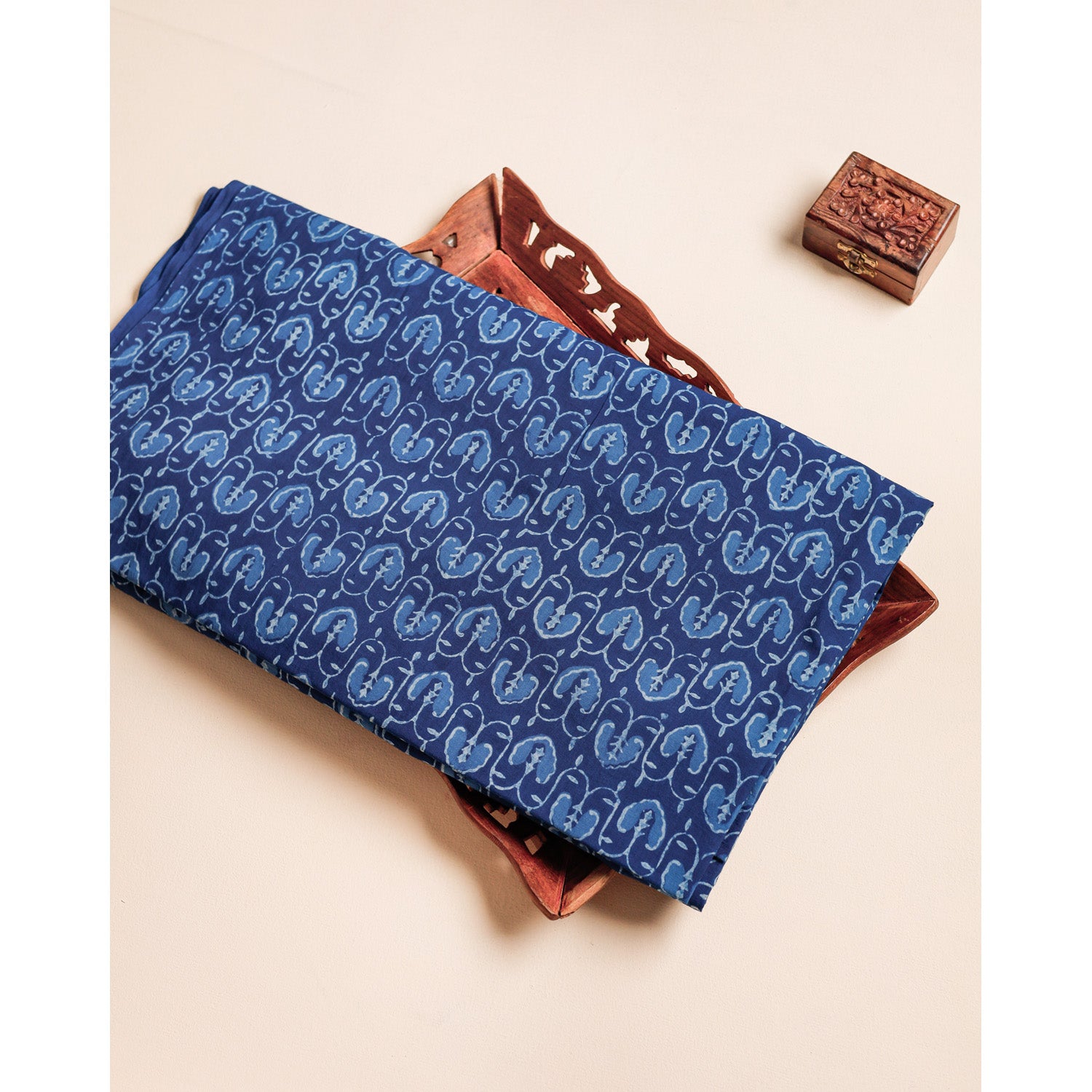 COTTON INDIGO HANDBLOCK PRINTED FABRIC