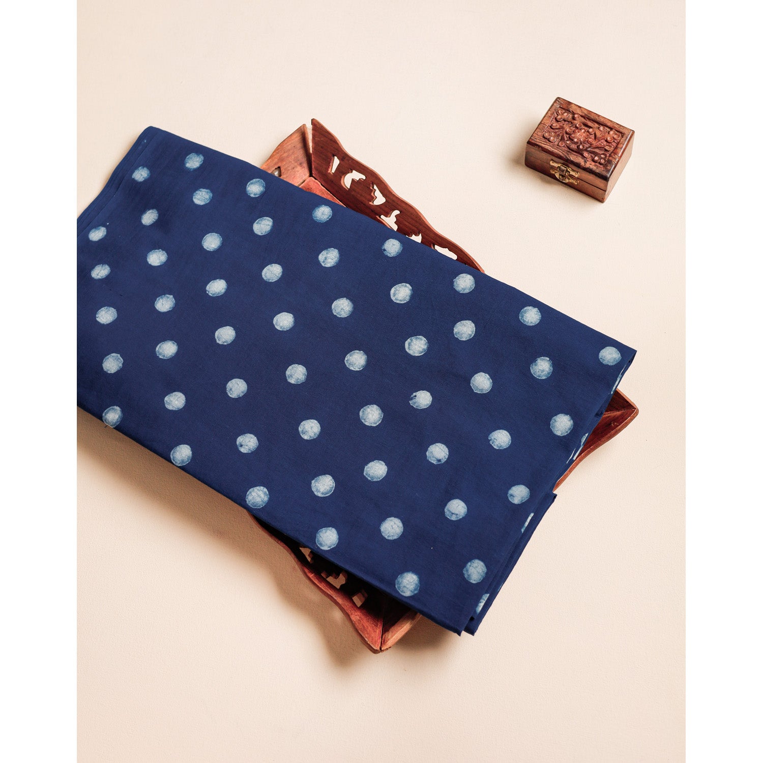 COTTON INDIGO HANDBLOCK PRINTED FABRIC