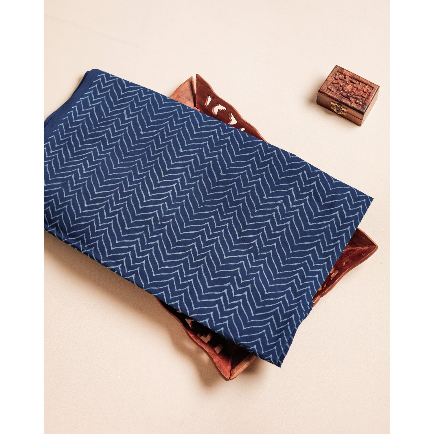 COTTON INDIGO HANDBLOCK PRINTED FABRIC
