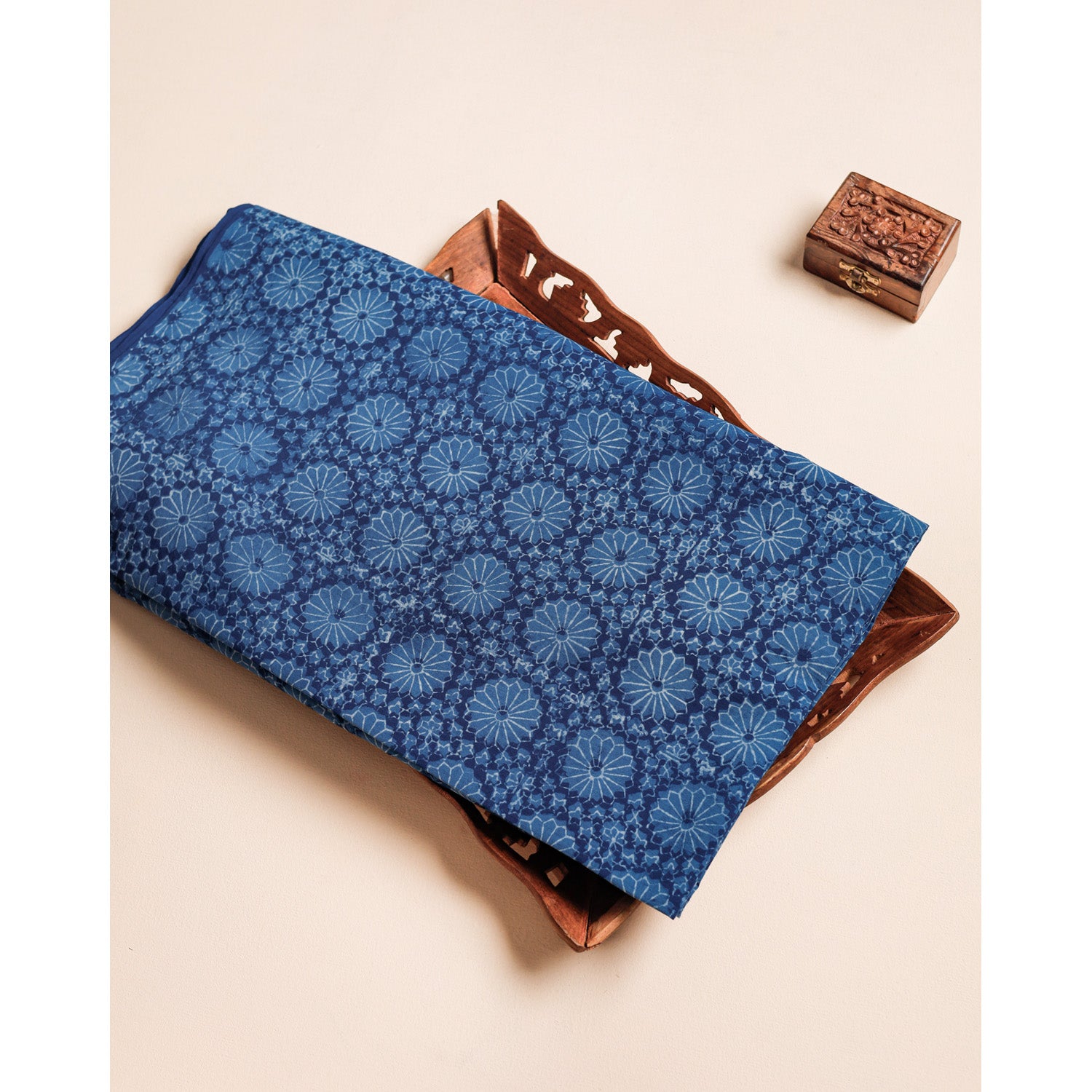 COTTON INDIGO HANDBLOCK PRINTED FABRIC