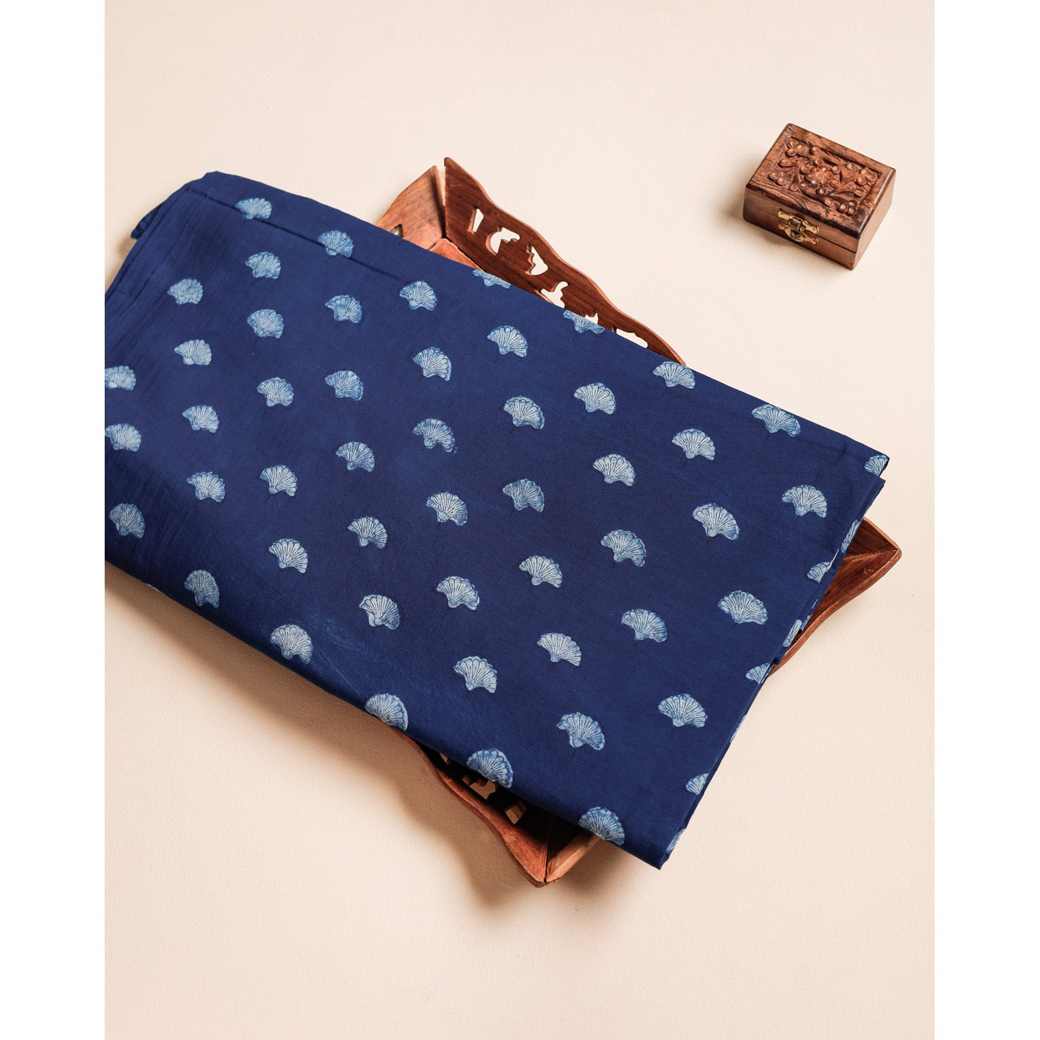 COTTON INDIGO HANDBLOCK PRINTED FABRIC