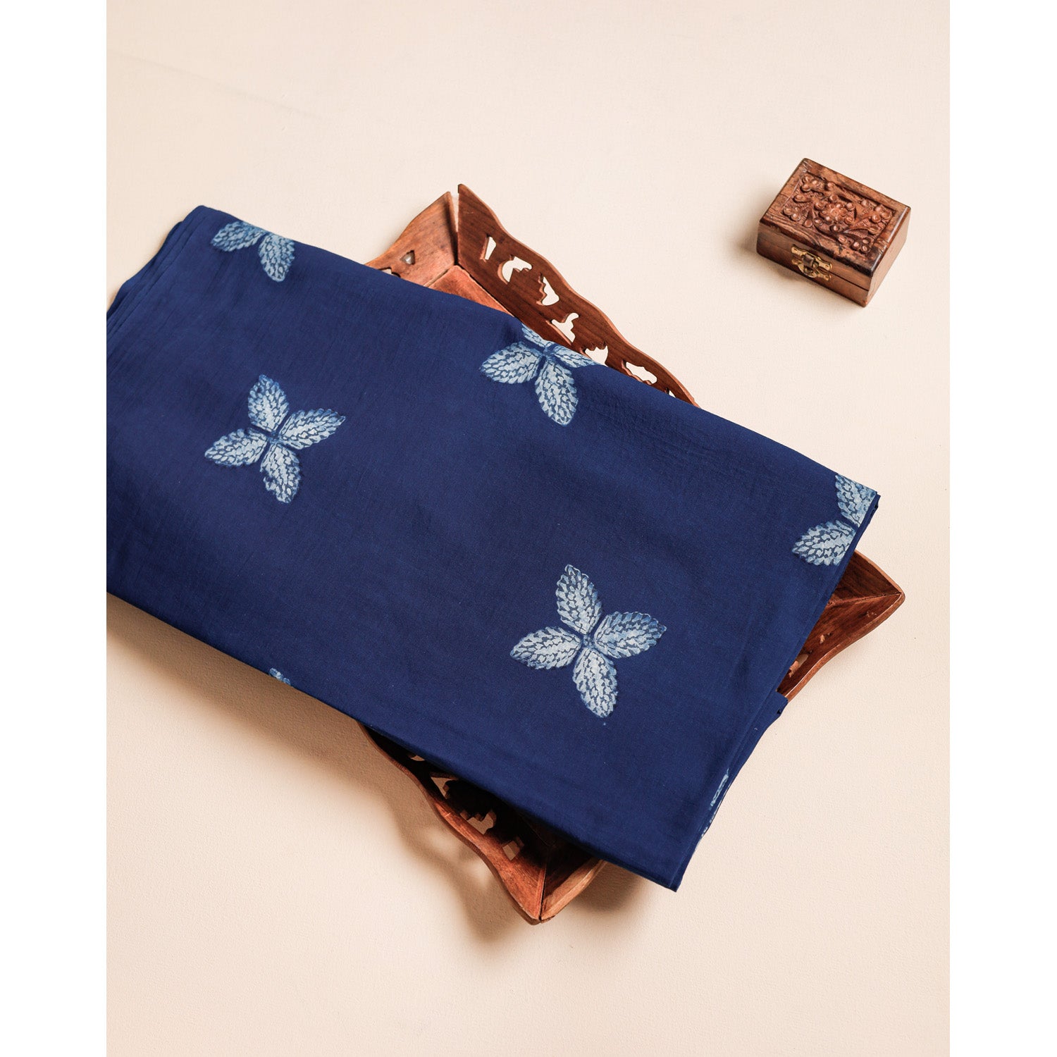 COTTON INDIGO HANDBLOCK PRINTED FABRIC